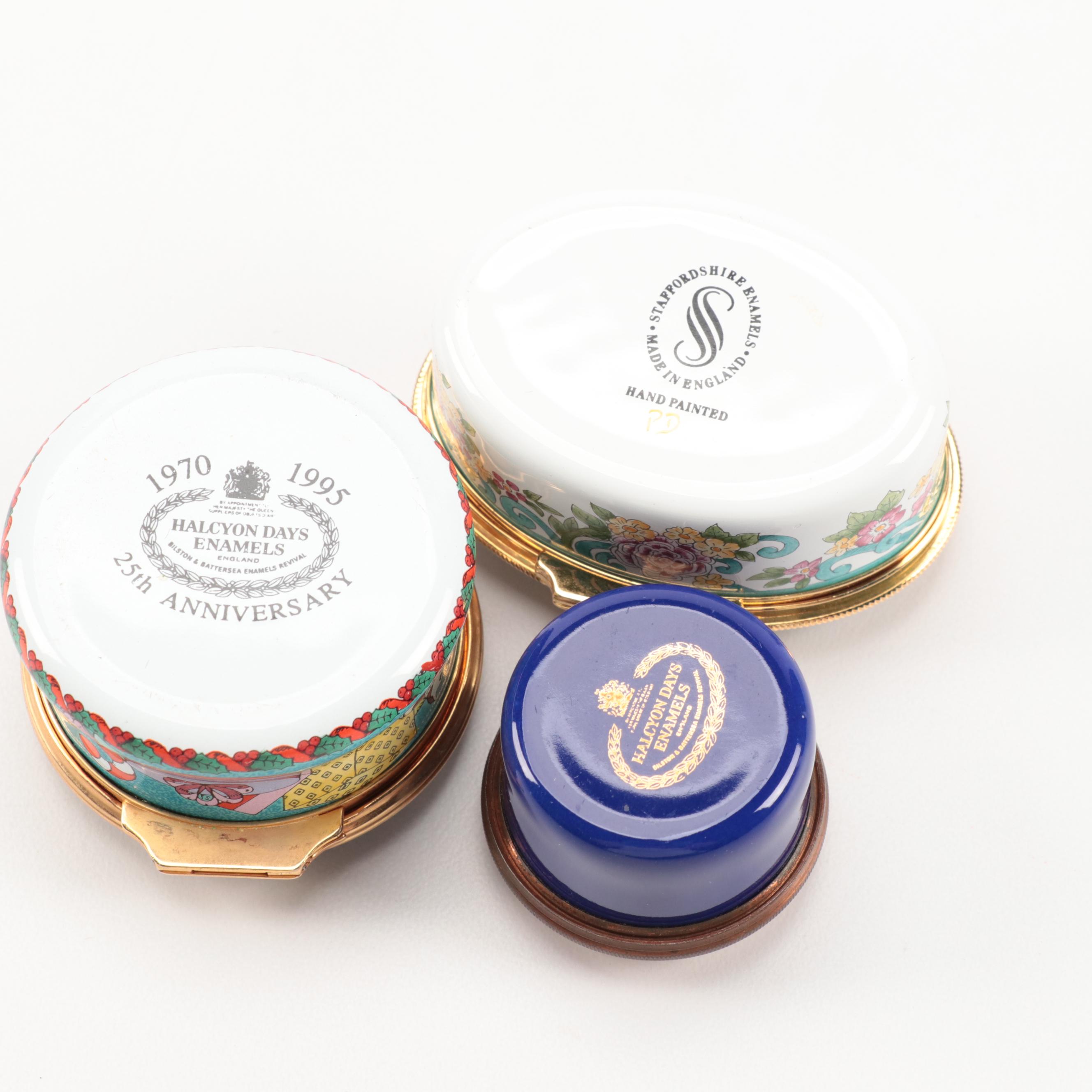 Staffordshire Enamels and Halcyon Days Enamel Trinket Boxes