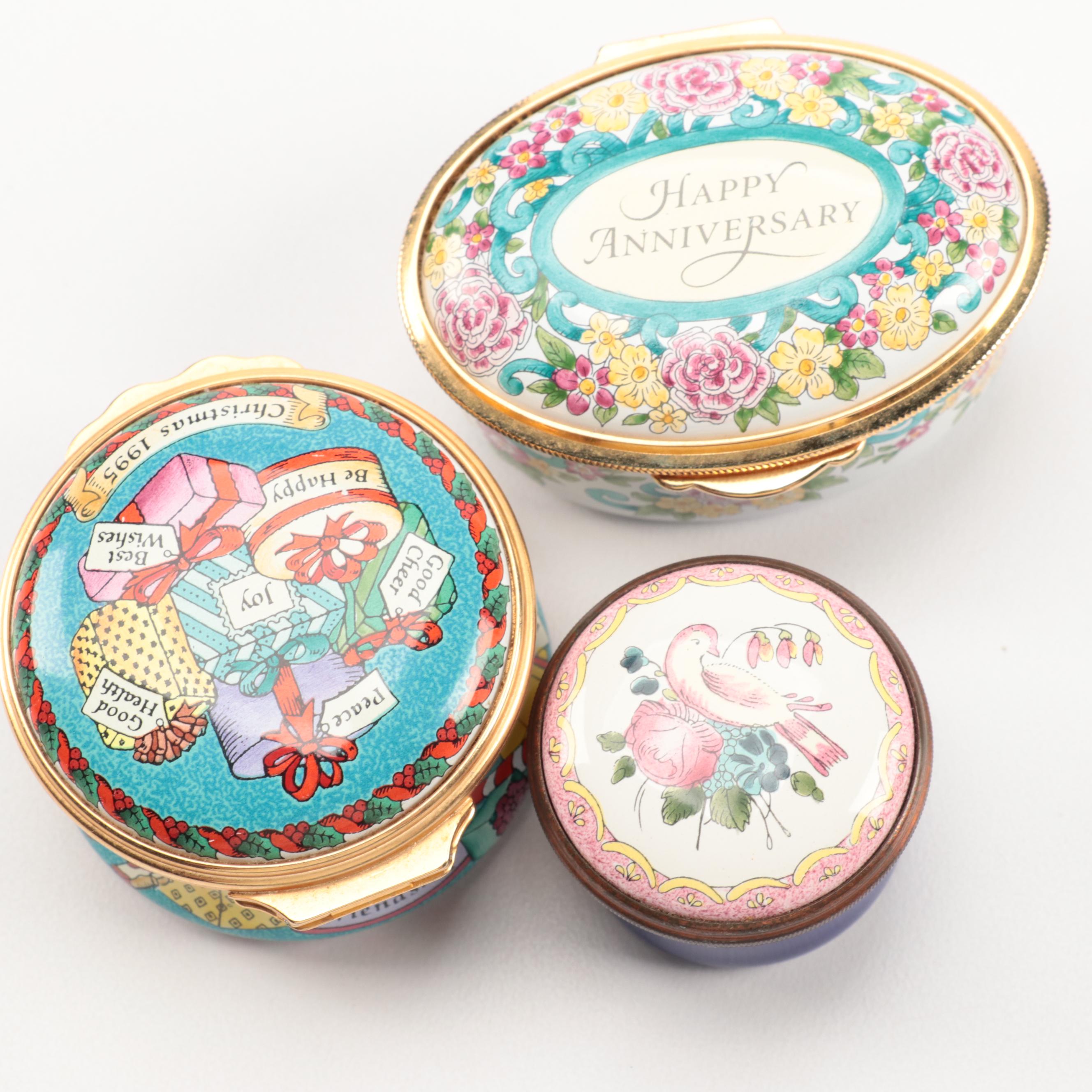 Staffordshire Enamels and Halcyon Days Enamel Trinket Boxes