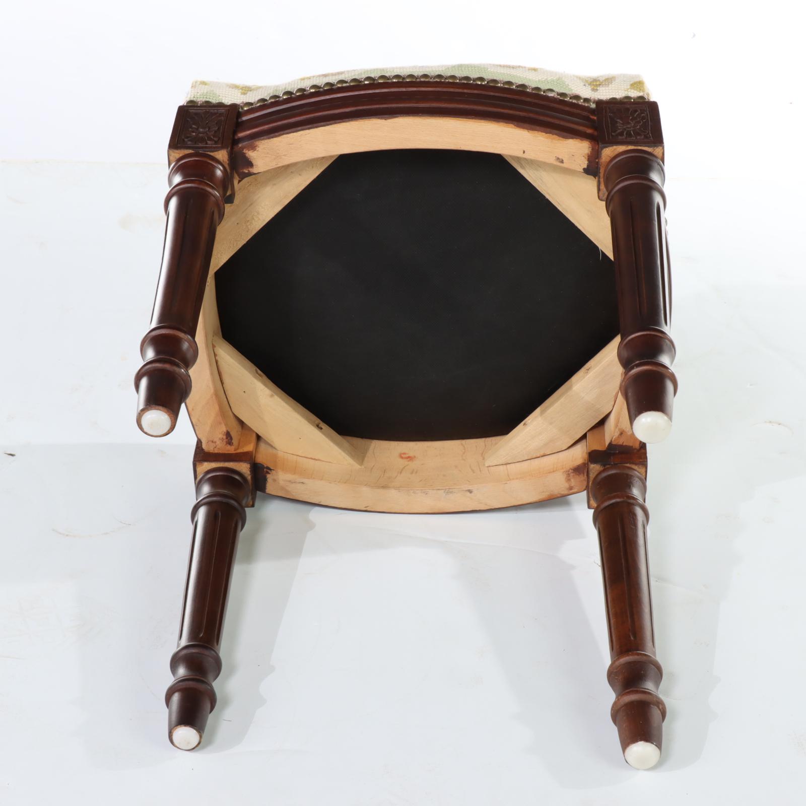 American Empire Revival Mahogany Footstool Plus Louis XVI Style Beech Stool