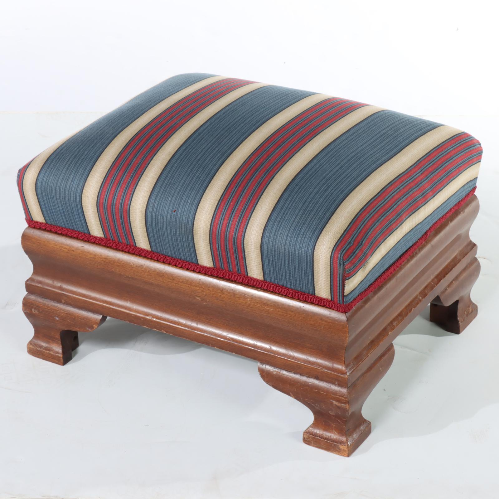 American Empire Revival Mahogany Footstool Plus Louis XVI Style Beech Stool