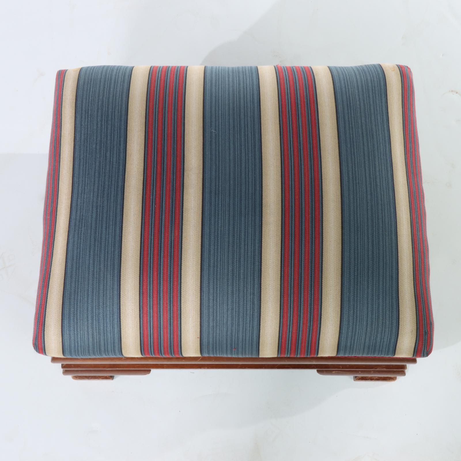 American Empire Revival Mahogany Footstool Plus Louis XVI Style Beech Stool