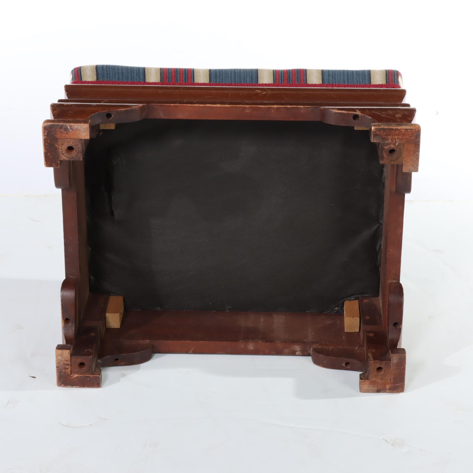 American Empire Revival Mahogany Footstool Plus Louis XVI Style Beech Stool