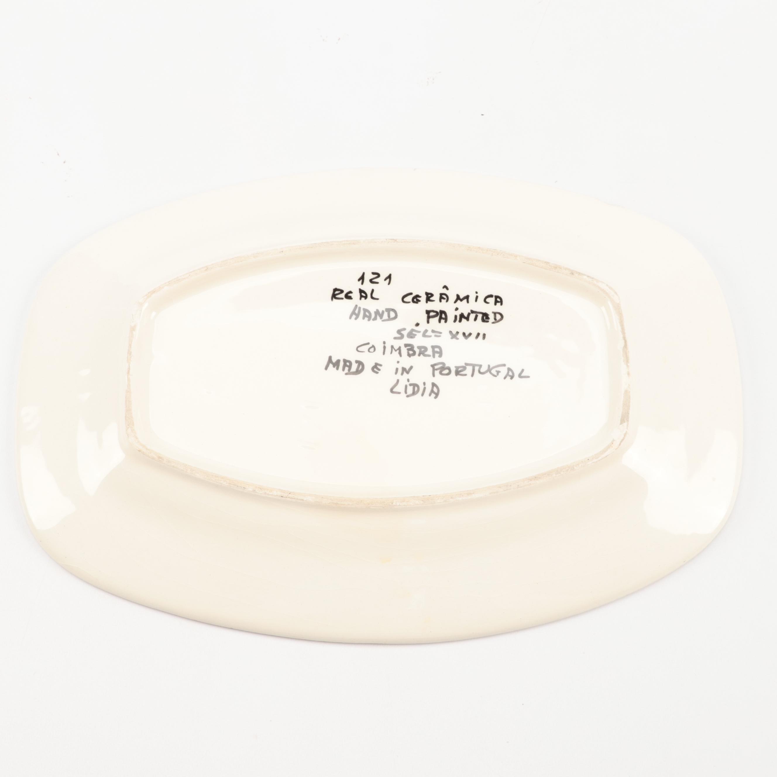 Hand-Painted Portuguese Coimbra Plate and Italian Baudiuelli Lidded Boxes