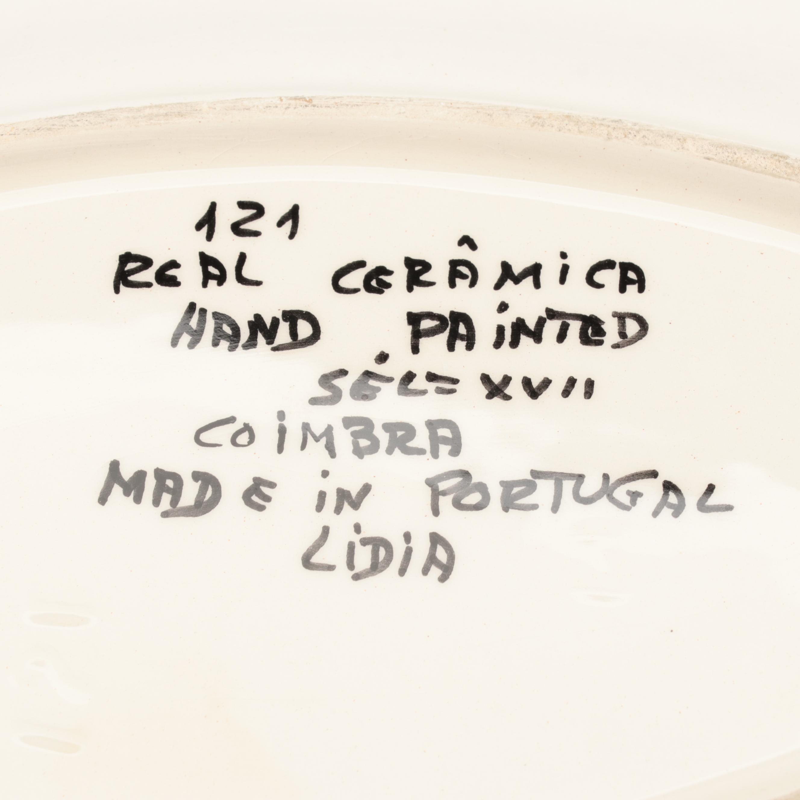 Hand-Painted Portuguese Coimbra Plate and Italian Baudiuelli Lidded Boxes