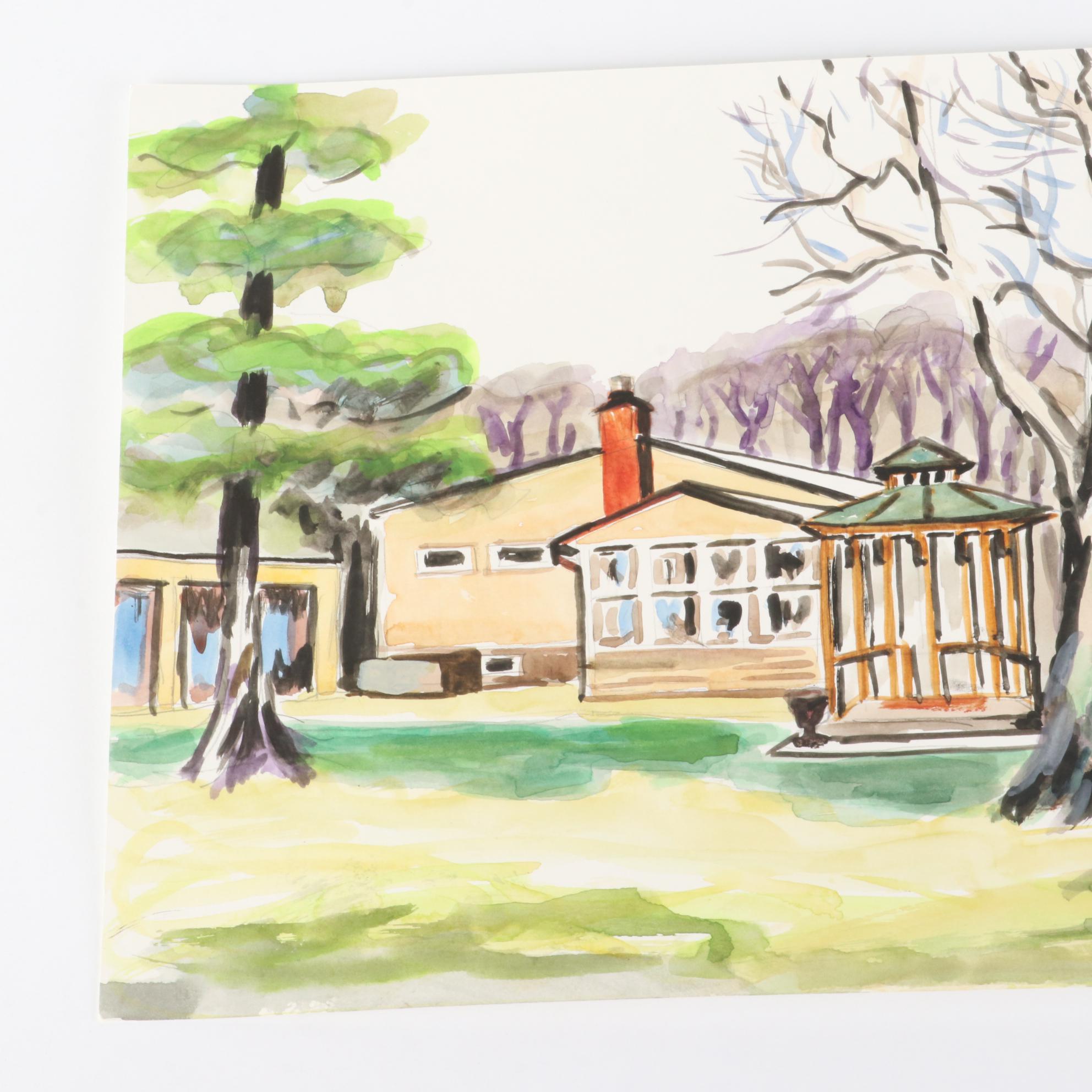 Kathleen Zimbicki Street View Watercolor Painting, 2021