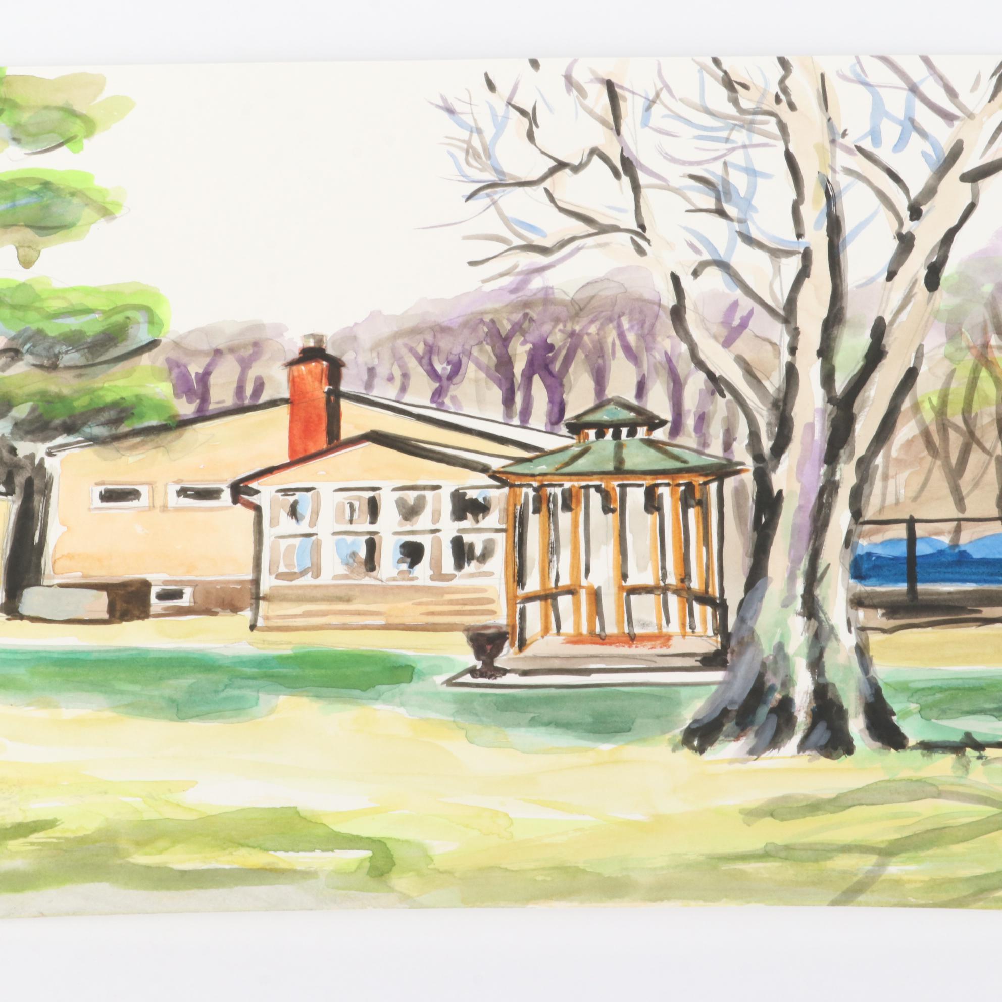 Kathleen Zimbicki Street View Watercolor Painting, 2021