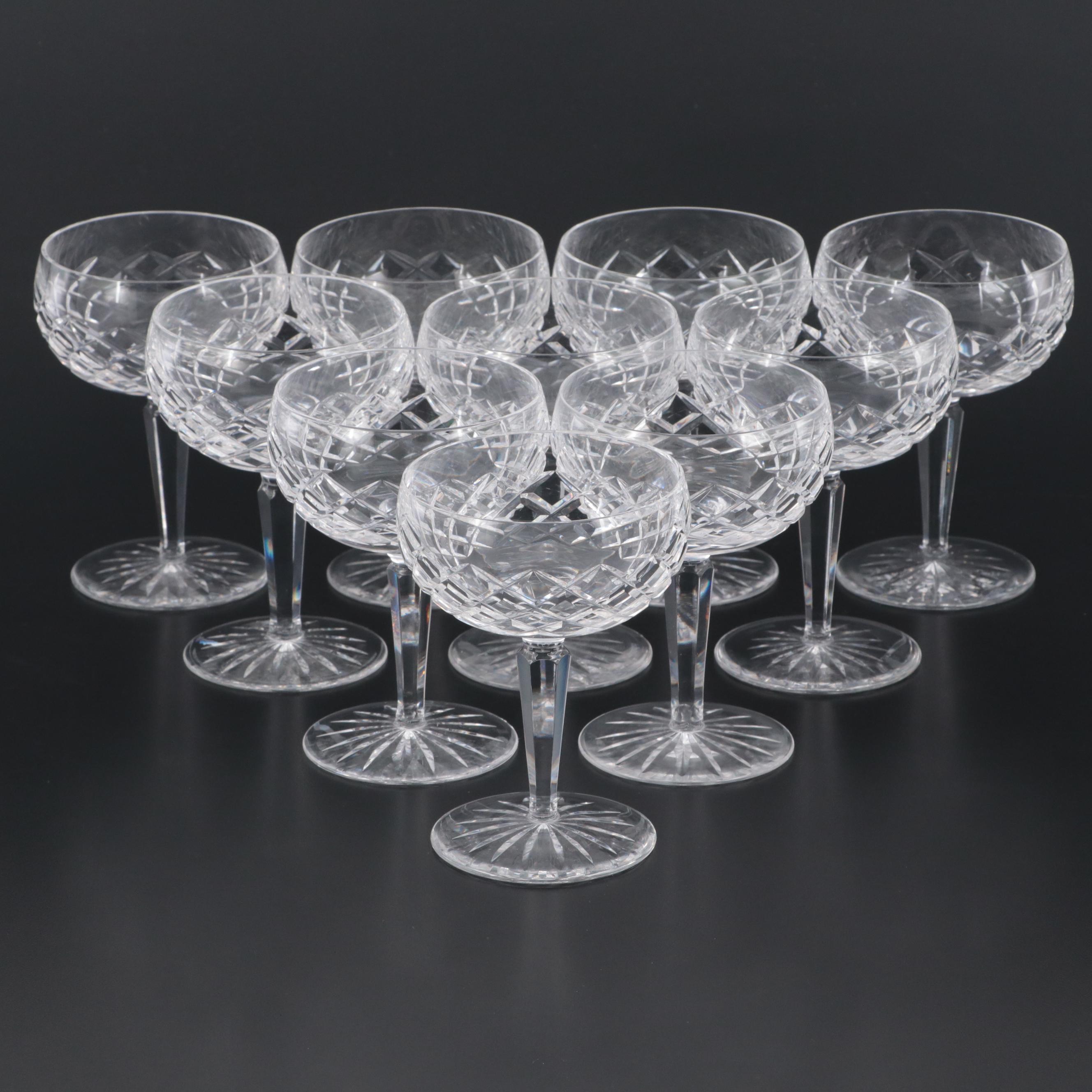 Waterford Crystal "Comeragh" Champagne Coupes, Late 20th Century