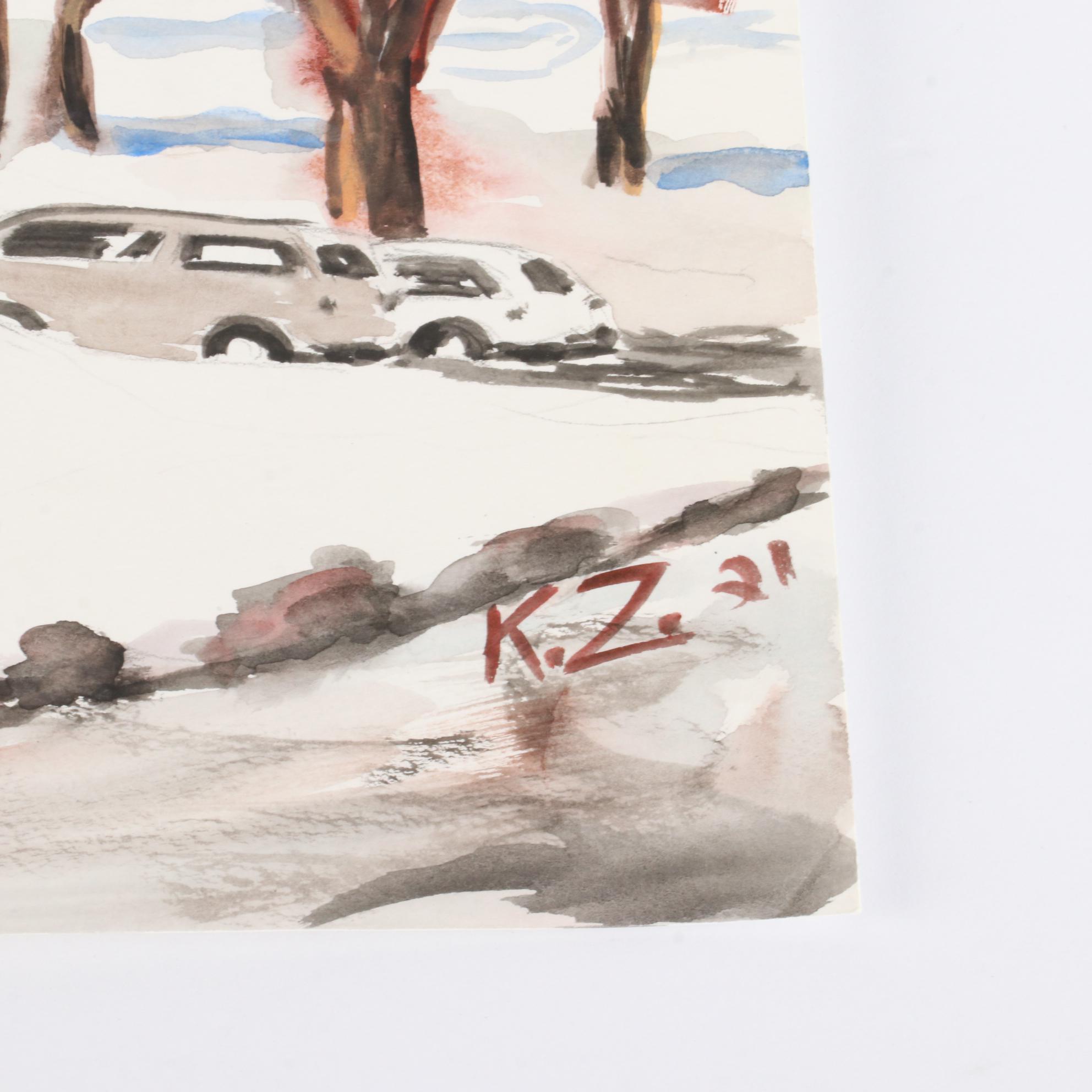 Kathleen Zimbicki Street View Watercolor Painting, 2021