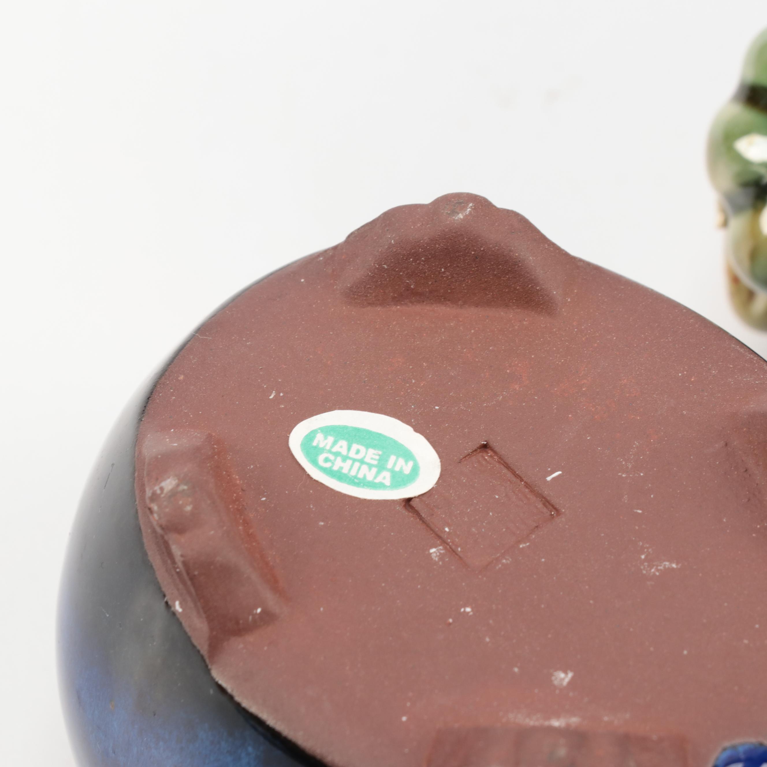 Chinese Shiwan Earthenware Figurines Including Flower Vases