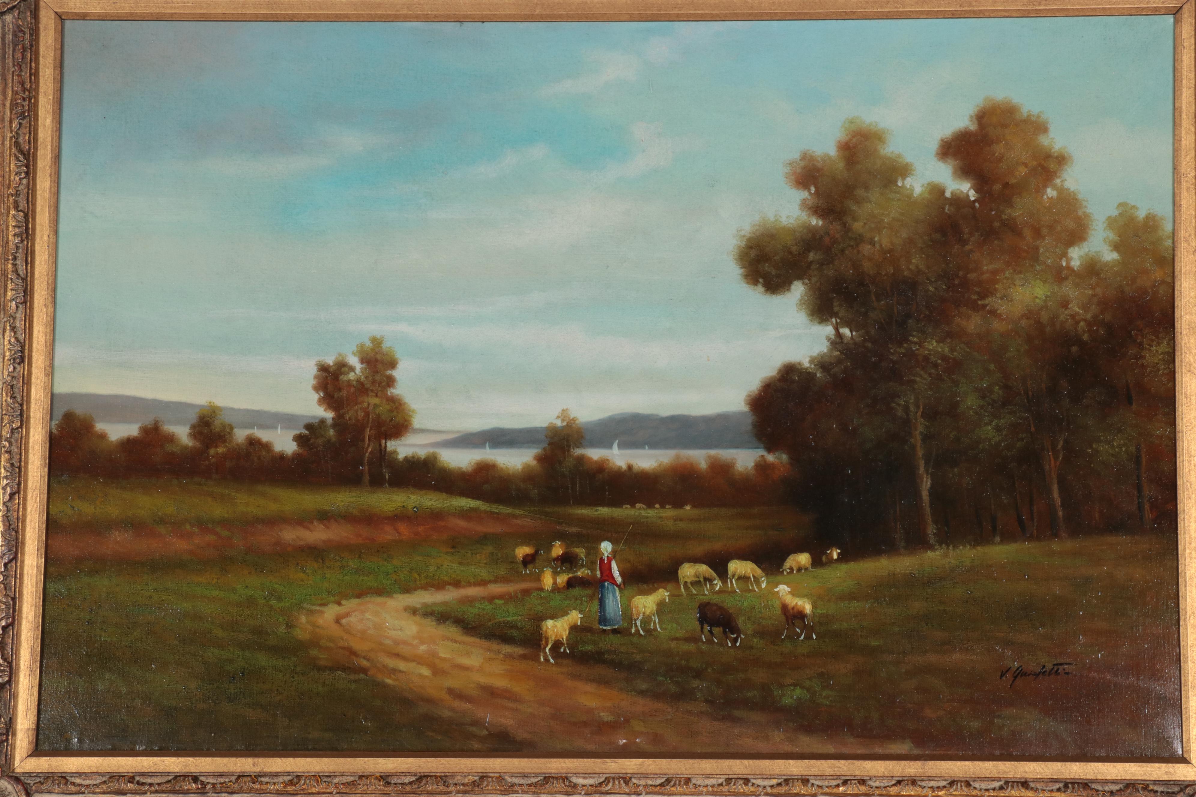 Oil Painting of Sweeping Pastoral Landscape