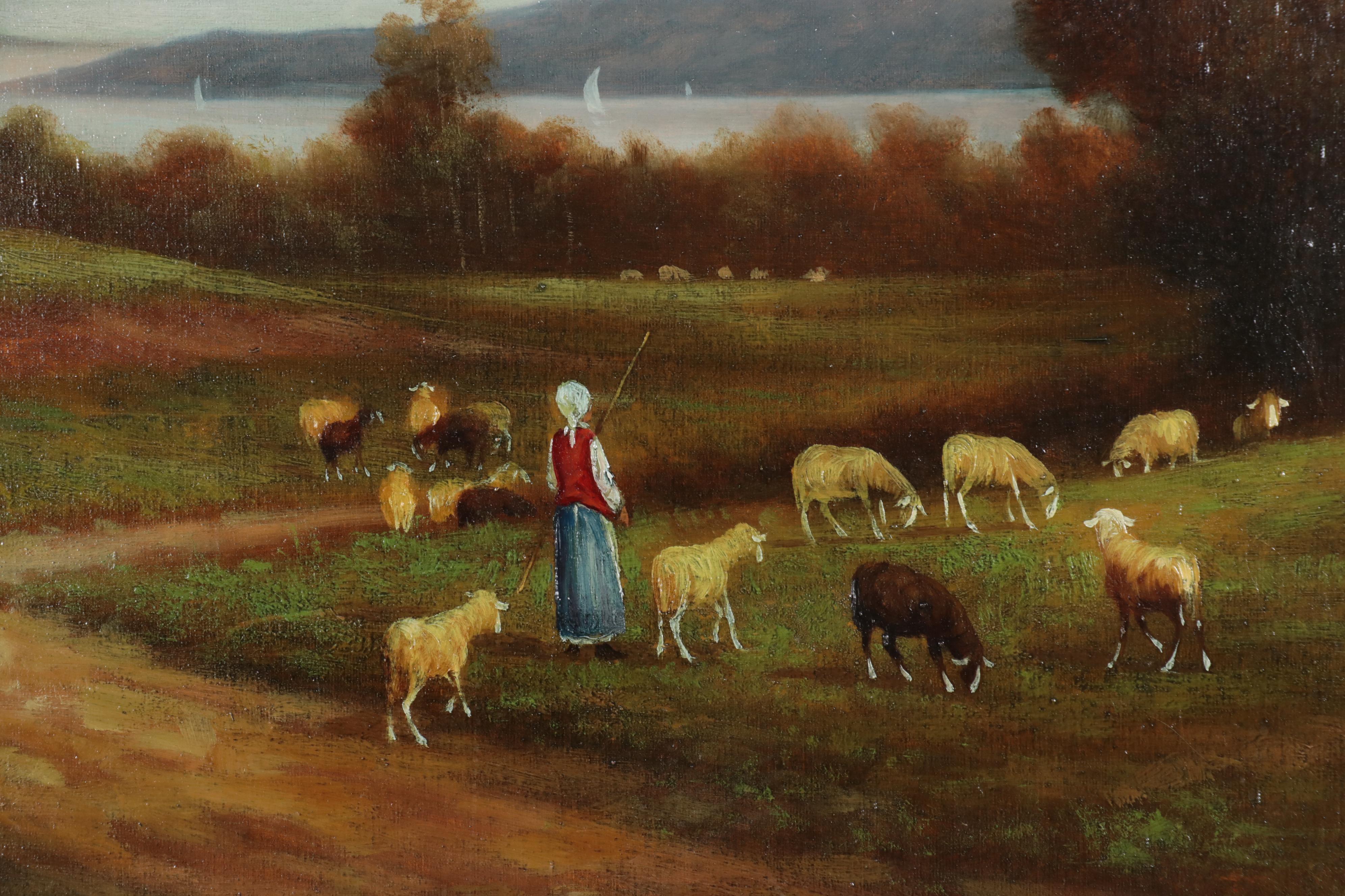 Oil Painting of Sweeping Pastoral Landscape