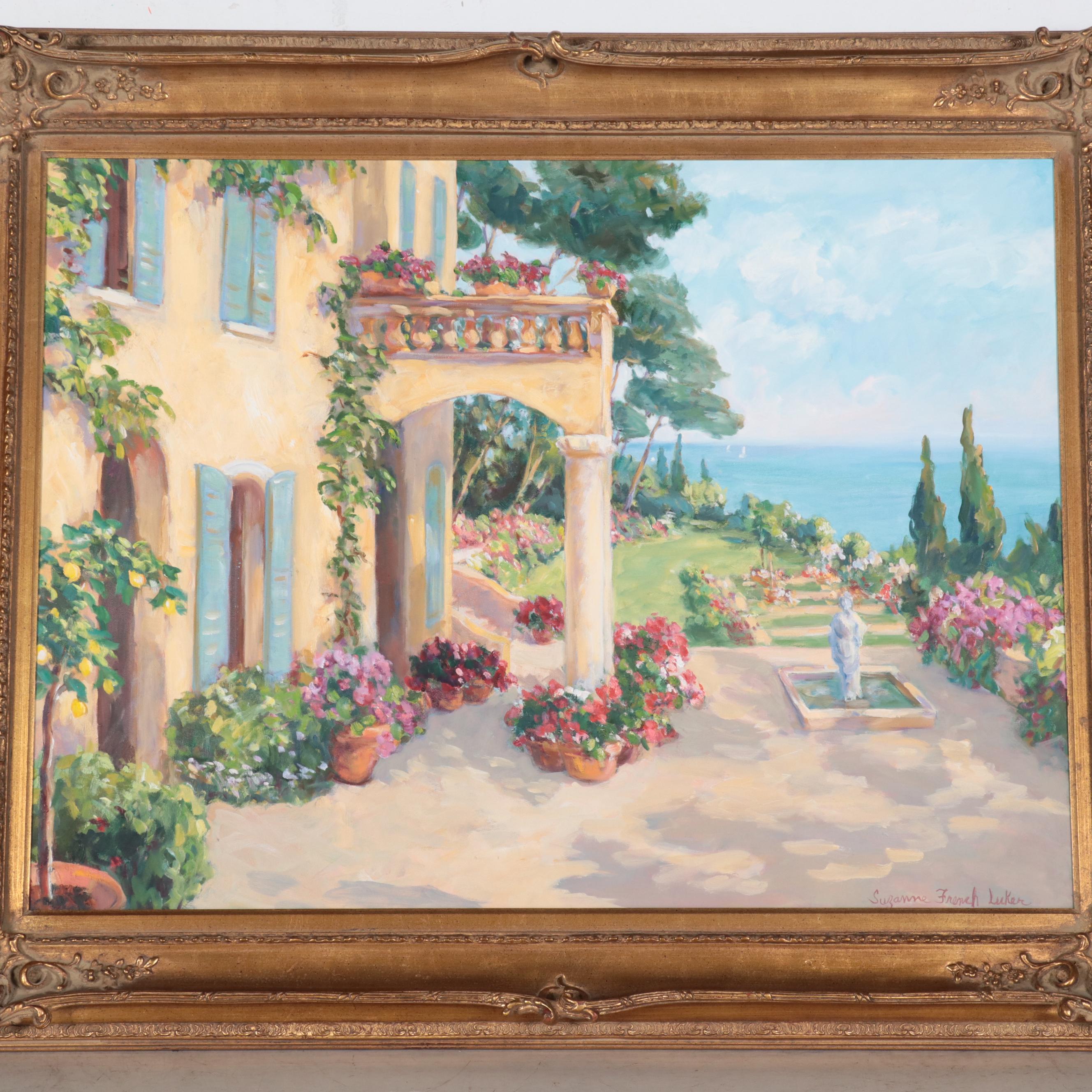 Suzanne French Luker Oil Painting of Garden Scene