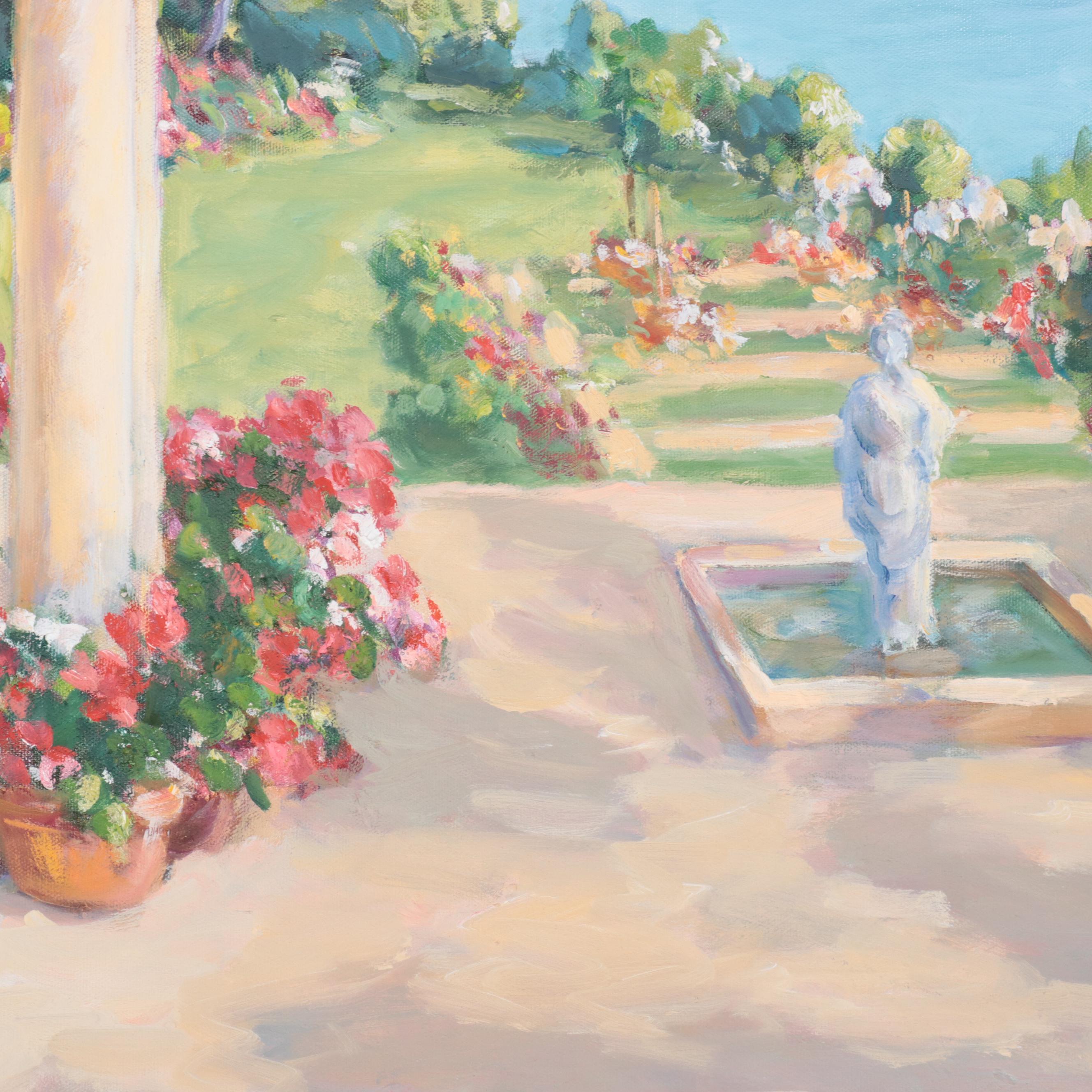 Suzanne French Luker Oil Painting of Garden Scene