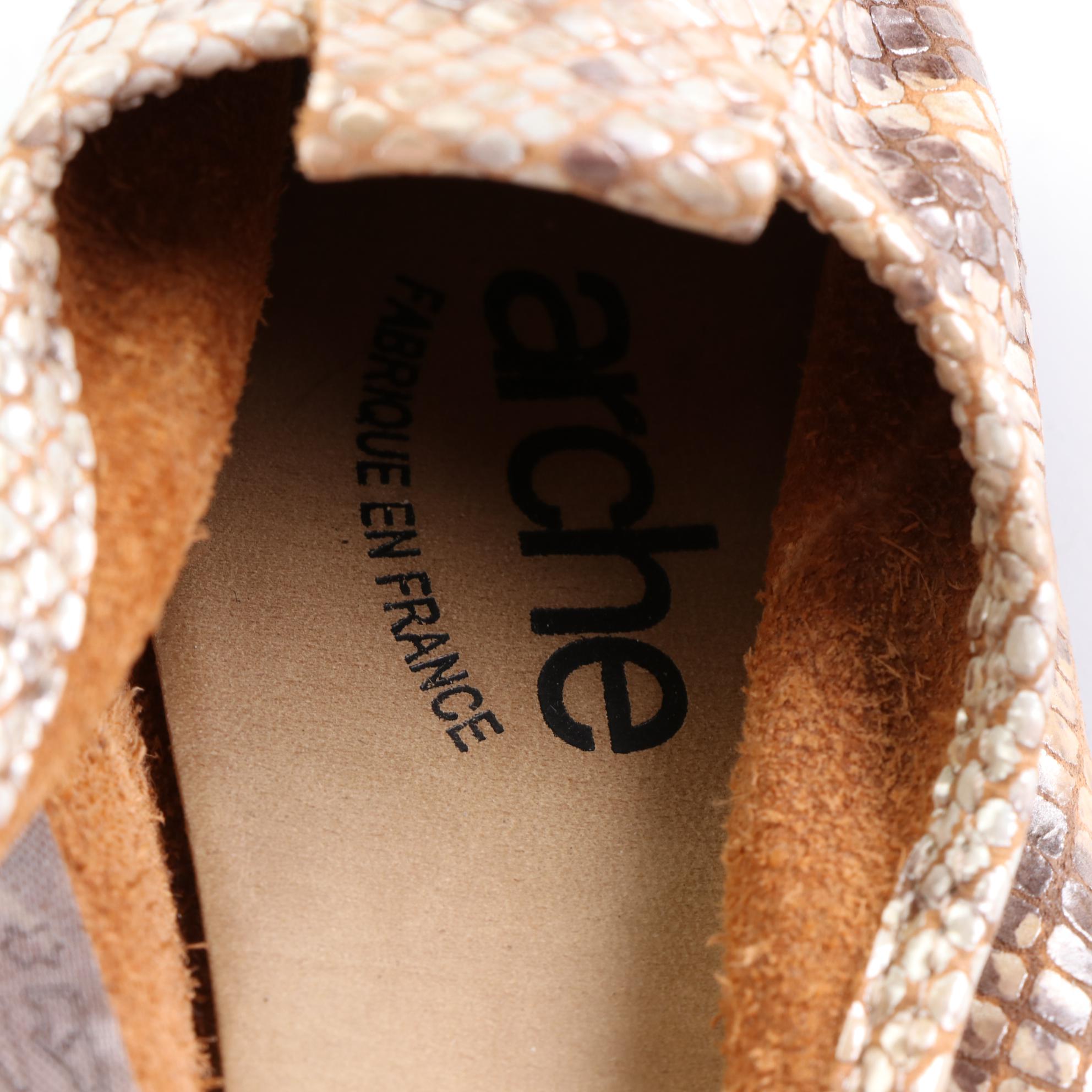 Arche Ballerina Flats in Purple Patent and Metallic Snakeskin Effect Leather