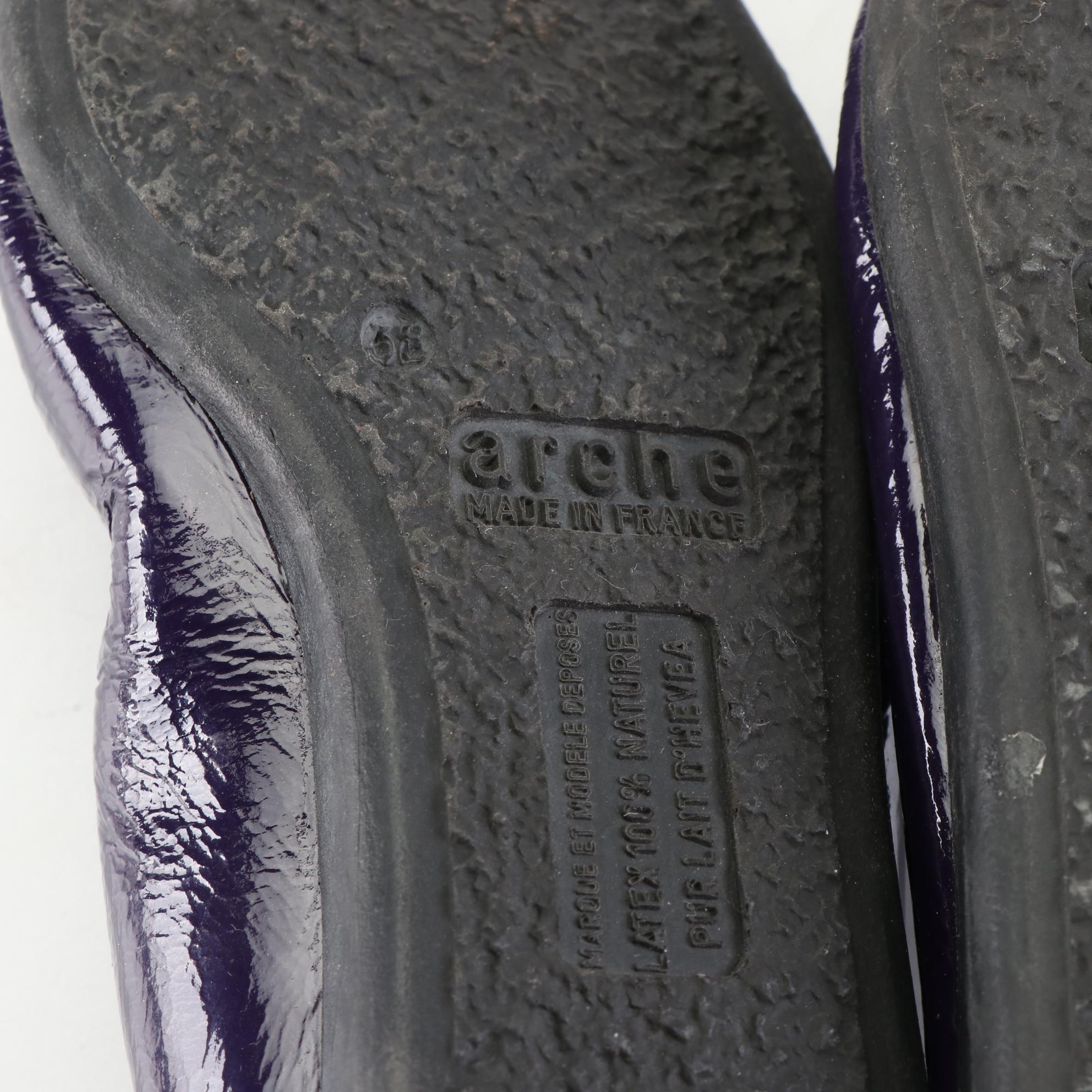 Arche Ballerina Flats in Purple Patent and Metallic Snakeskin Effect Leather