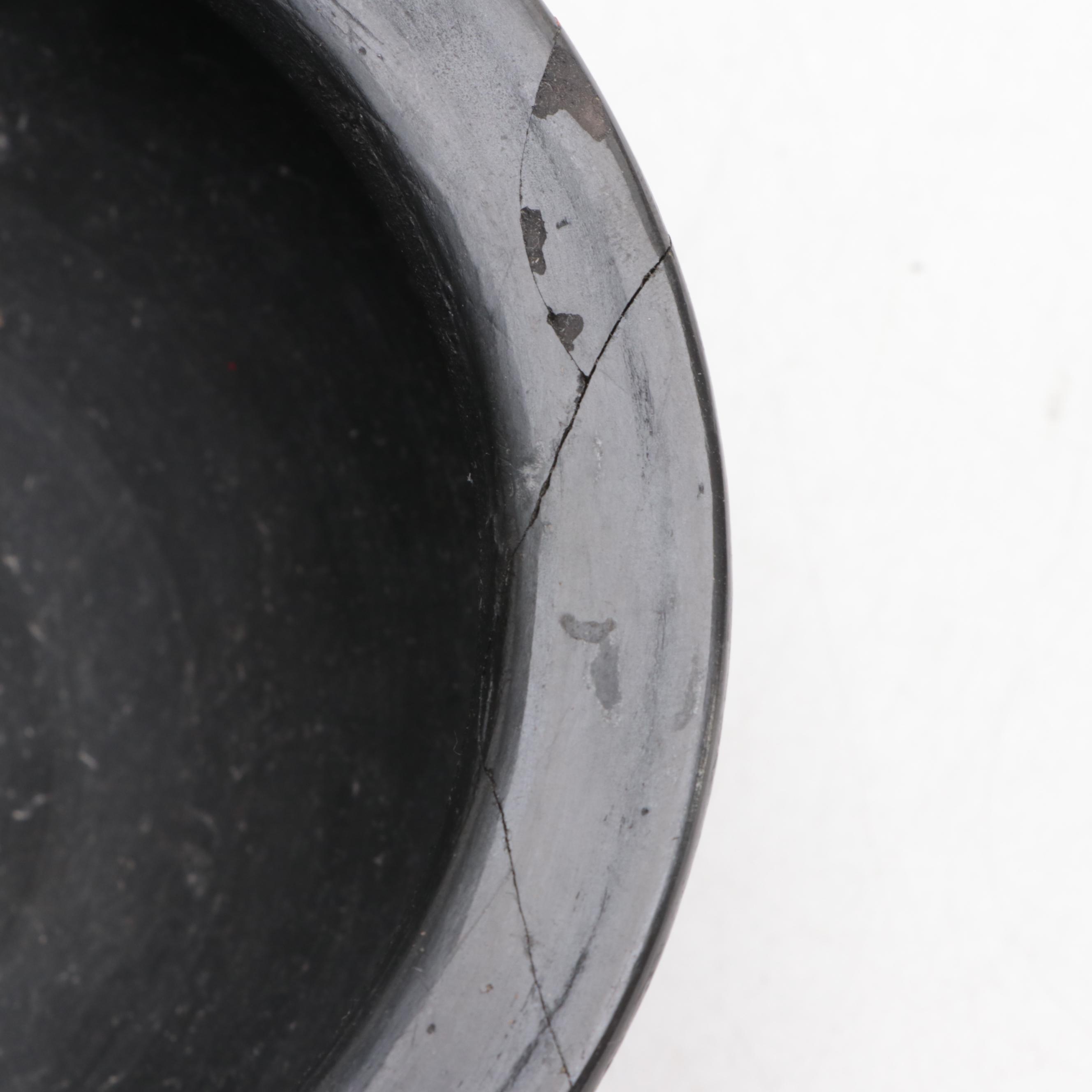 Lama Oaxaca Black Footed Pottery Bowl with Incised Decorated Pot