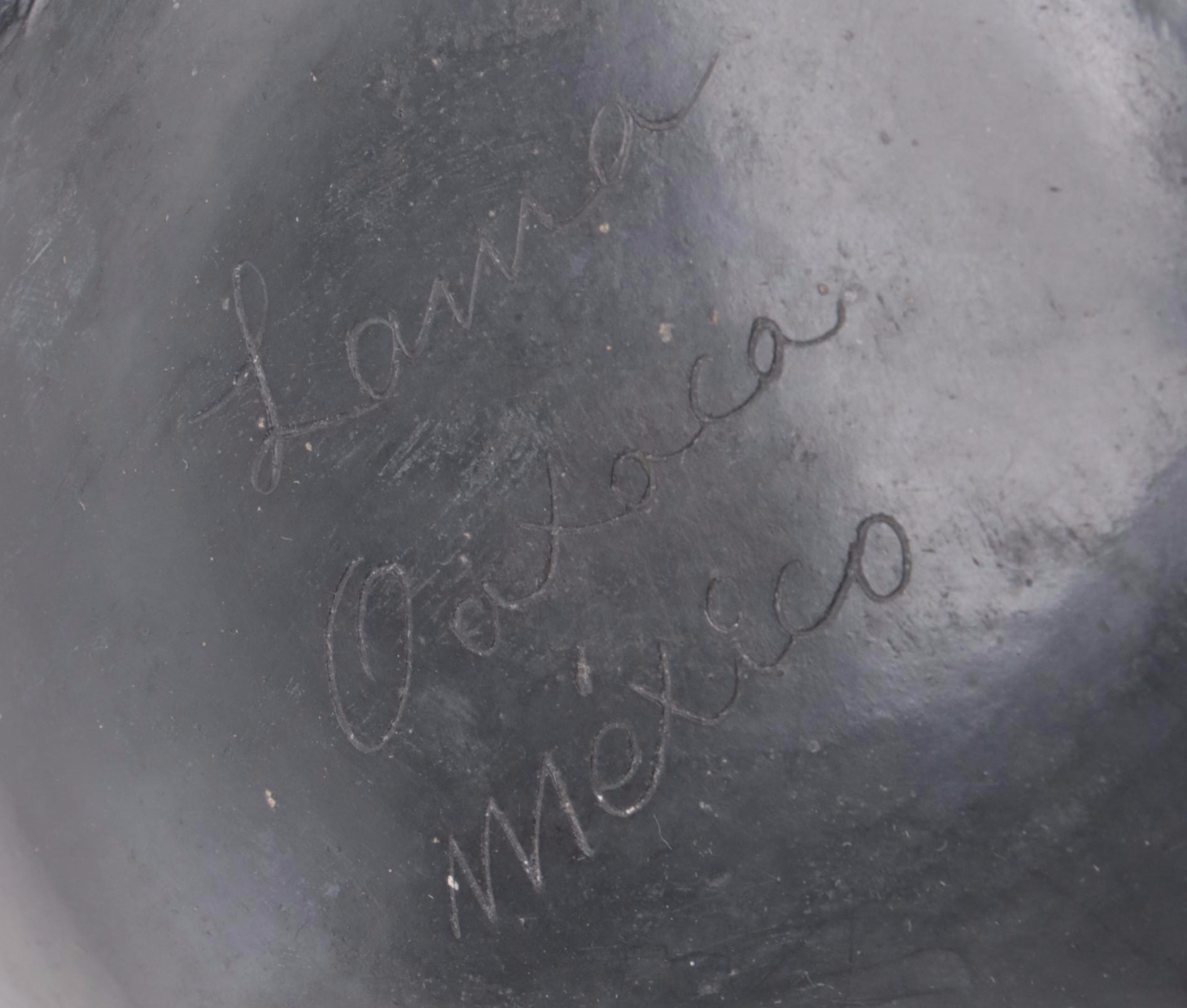Lama Oaxaca Black Footed Pottery Bowl with Incised Decorated Pot