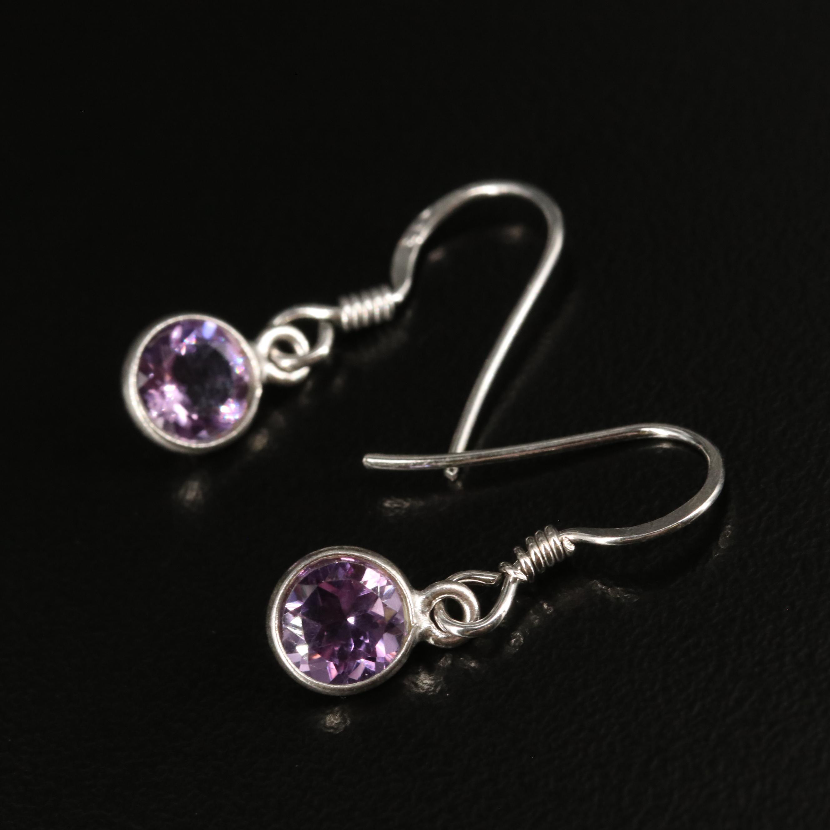 Sterling Amethyst Drop Earrings