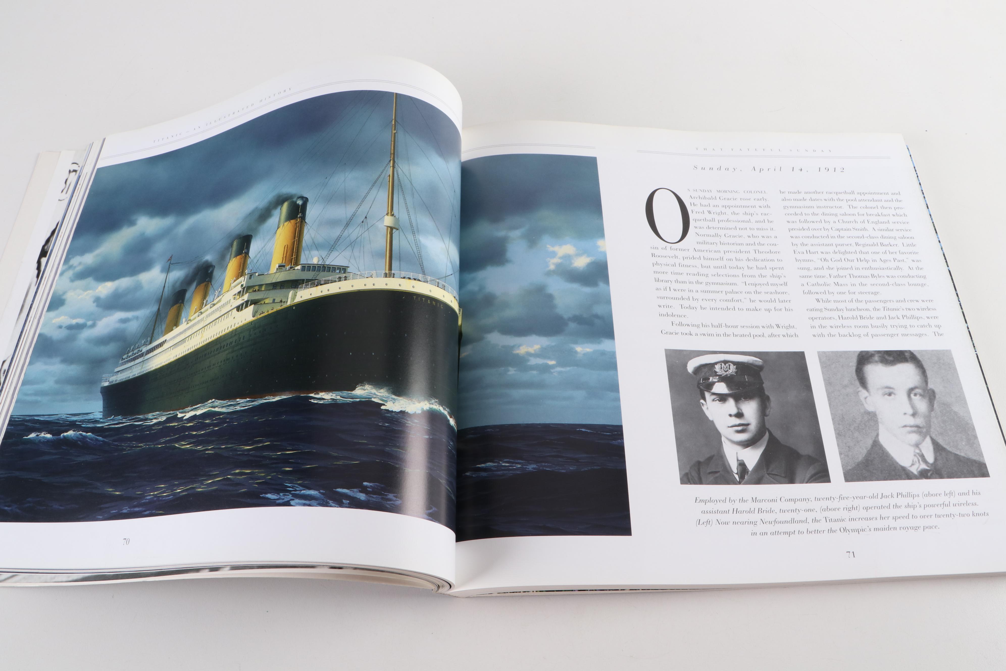"Titanic: An Illustrated History" by Ballard with Framed Nautical Decor