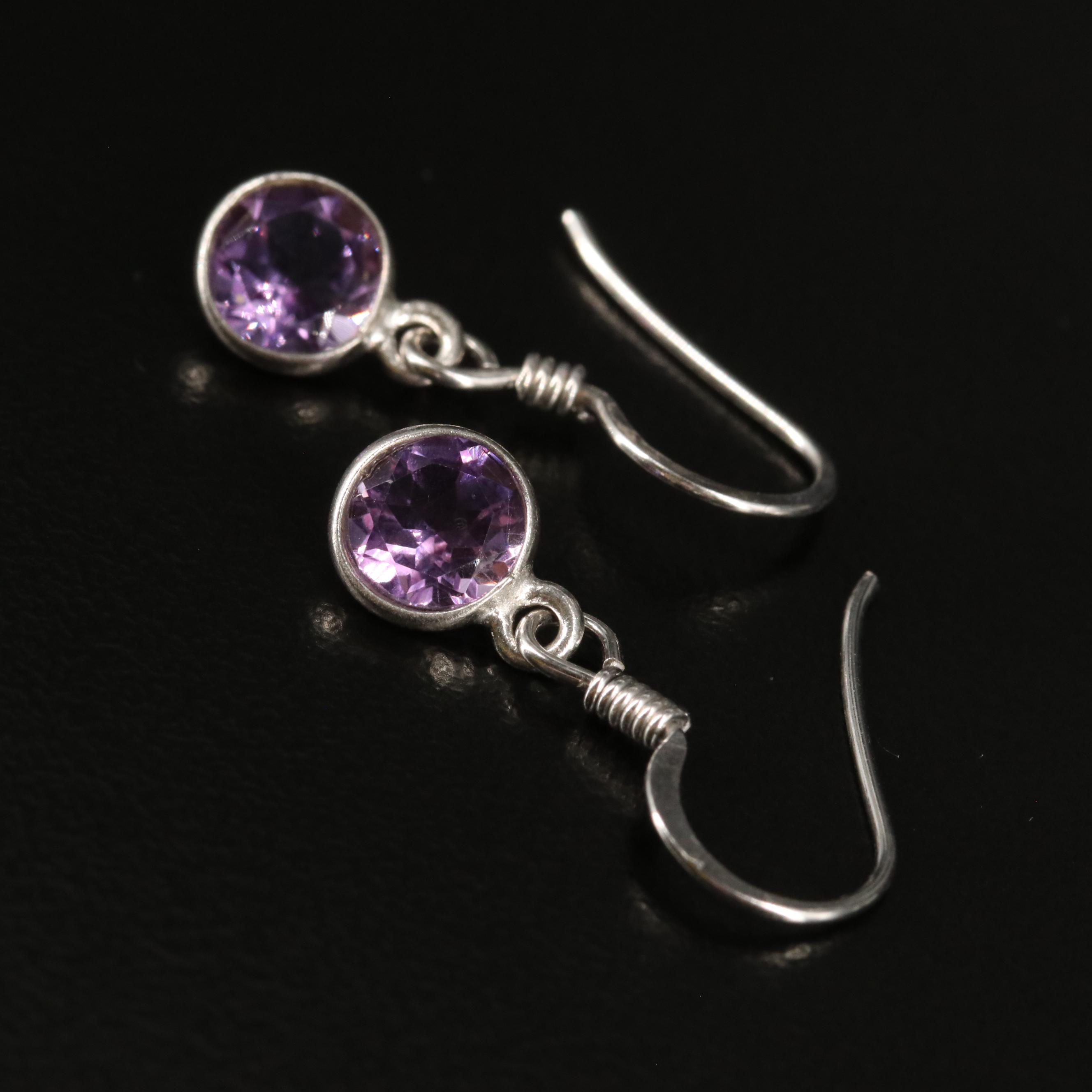 Sterling Amethyst Drop Earrings