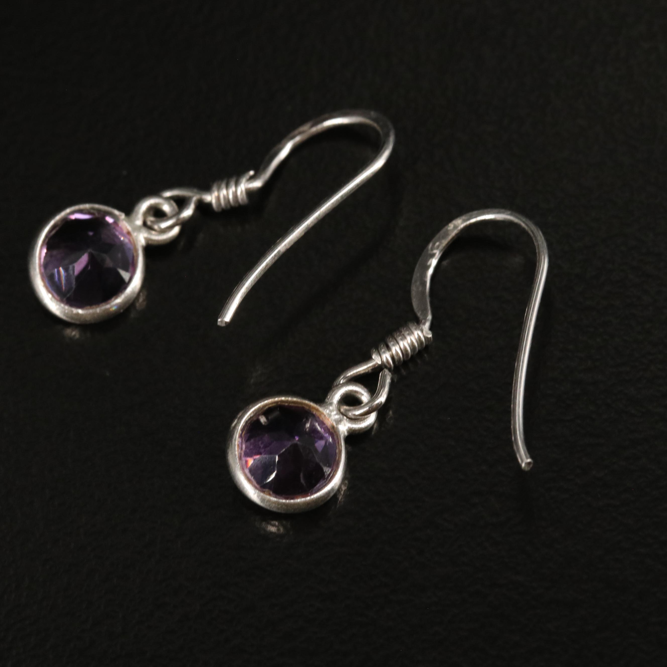 Sterling Amethyst Drop Earrings