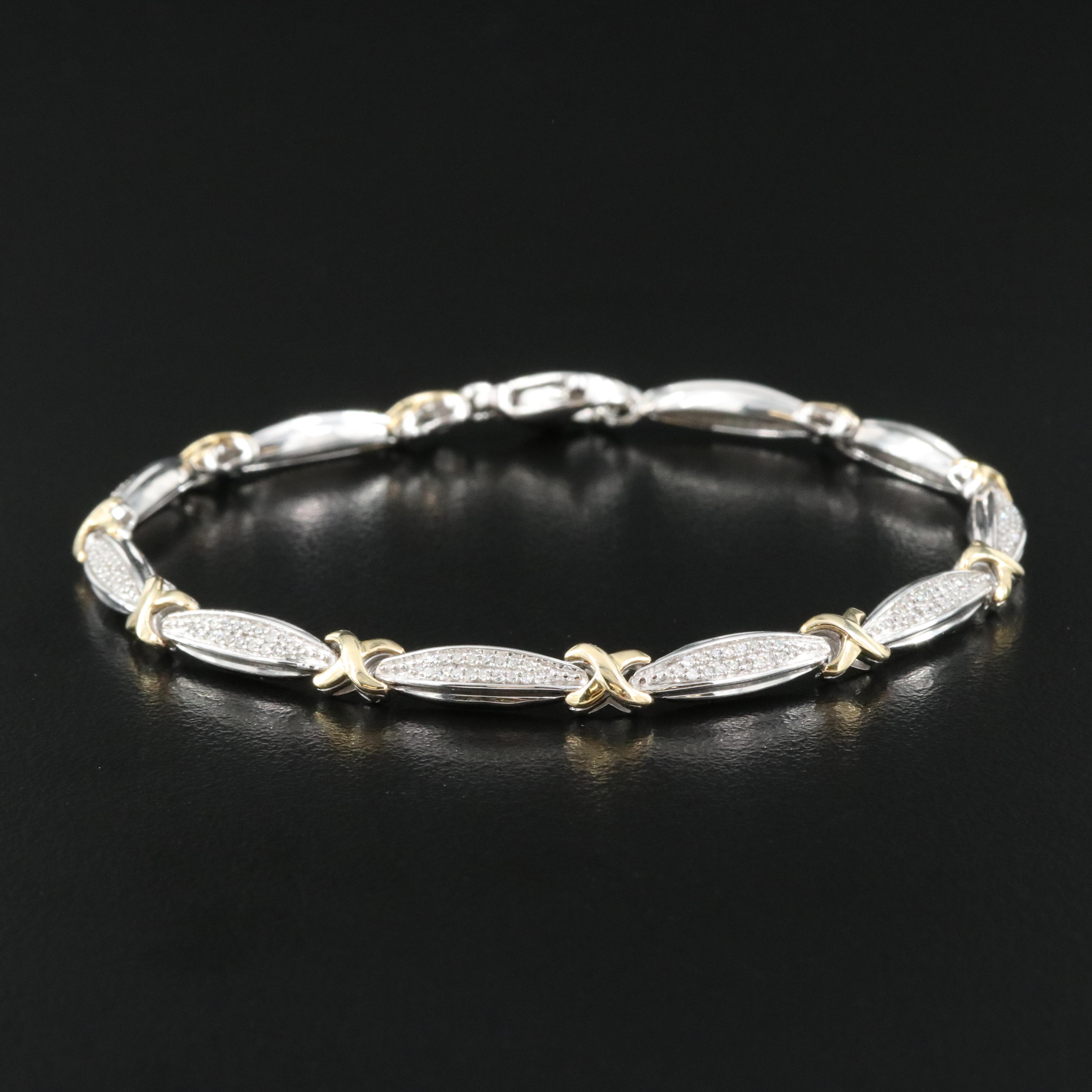 Sterling Diamond "X" Bracelet