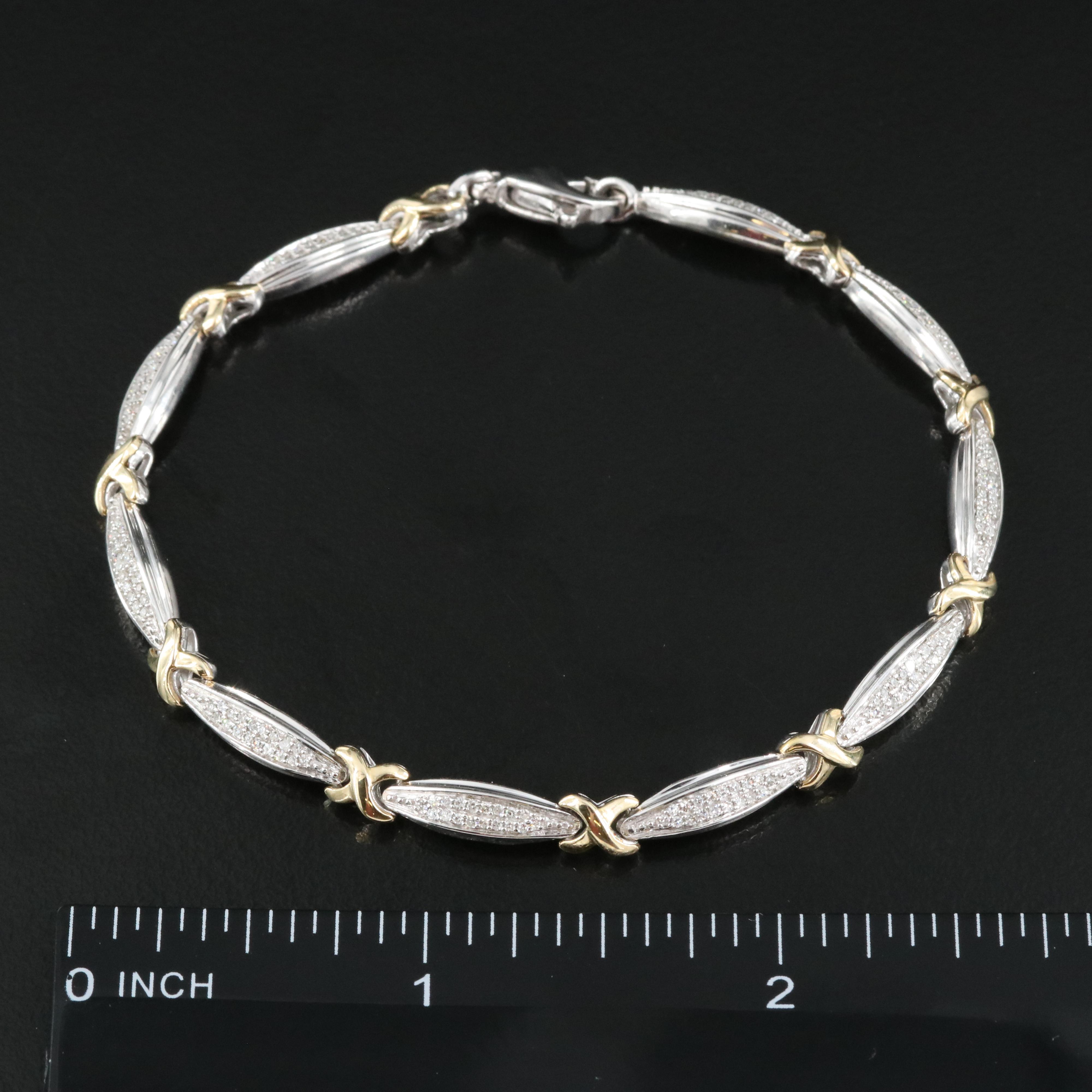 Sterling Diamond "X" Bracelet