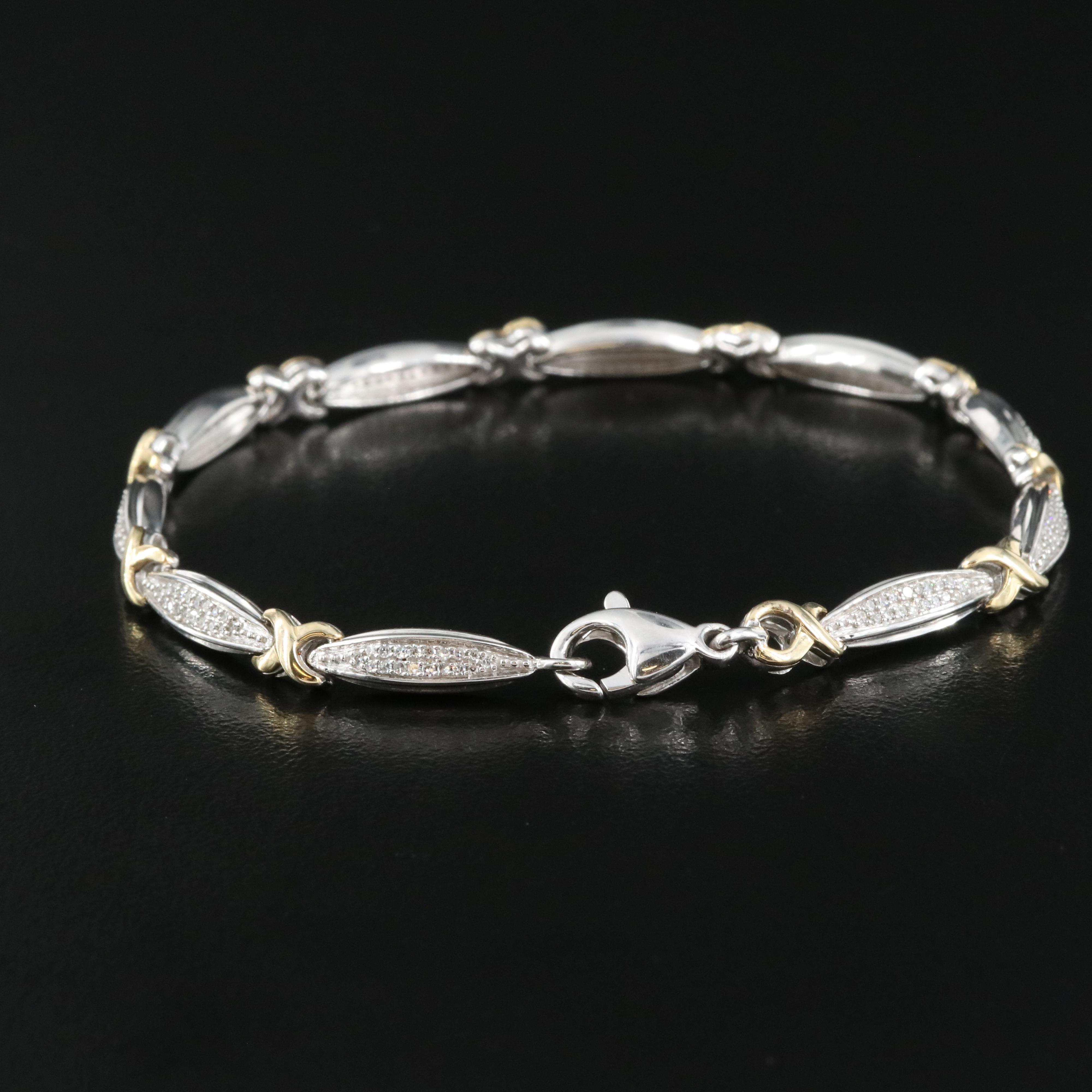 Sterling Diamond "X" Bracelet