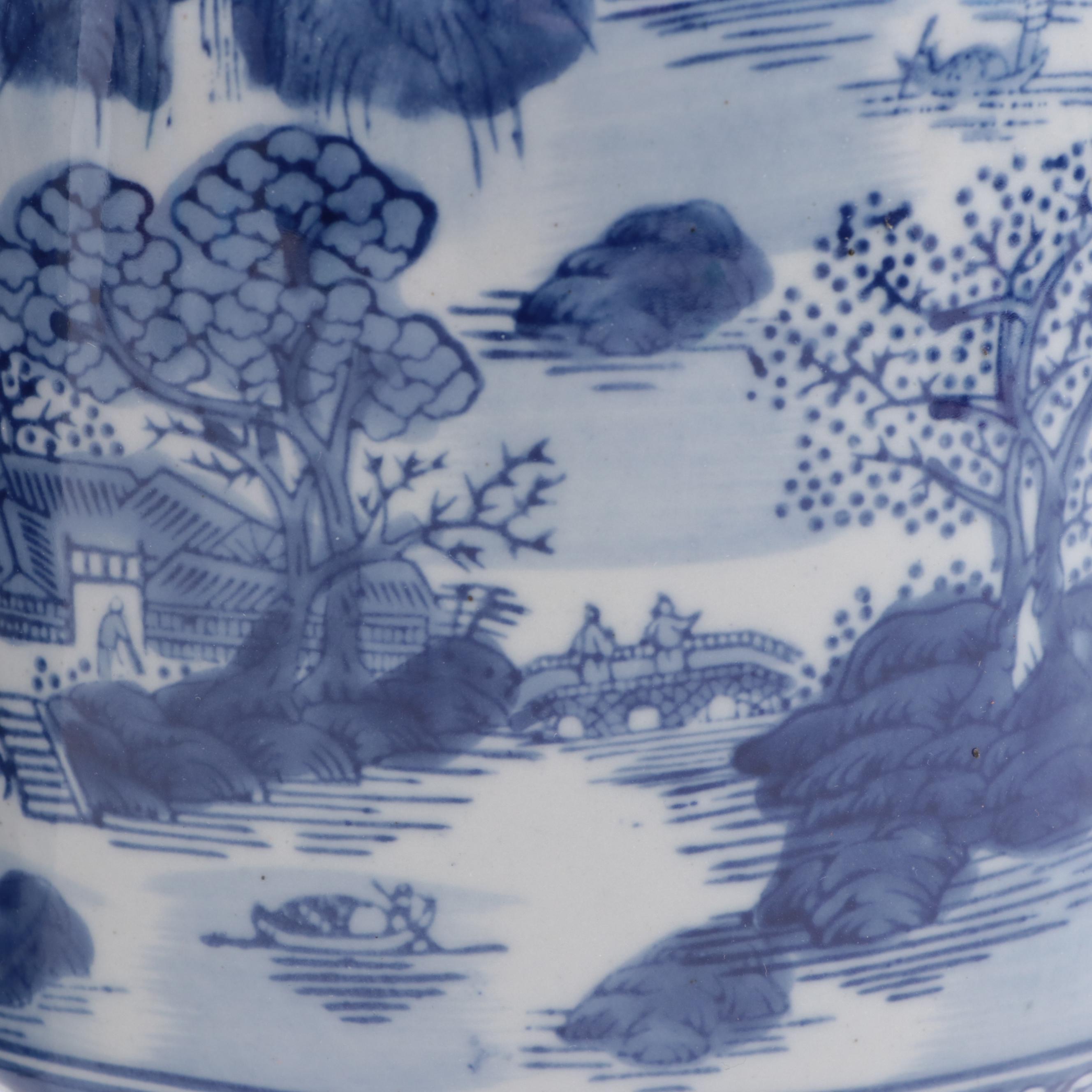 Formalities by Baum Bros. Chinese Blue and White Porcelain Bottle Vases