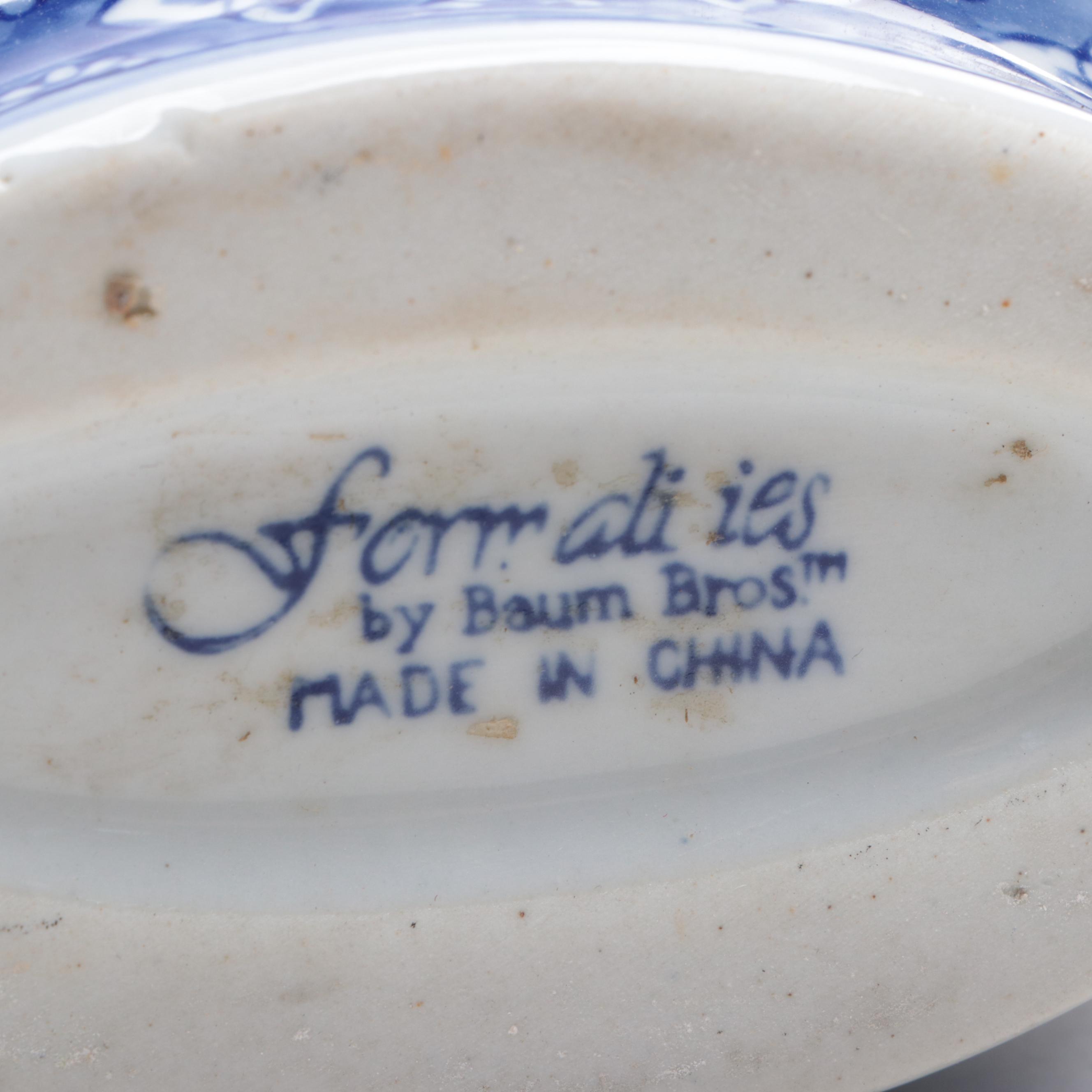 Formalities by Baum Bros. Chinese Blue and White Porcelain Bottle Vases