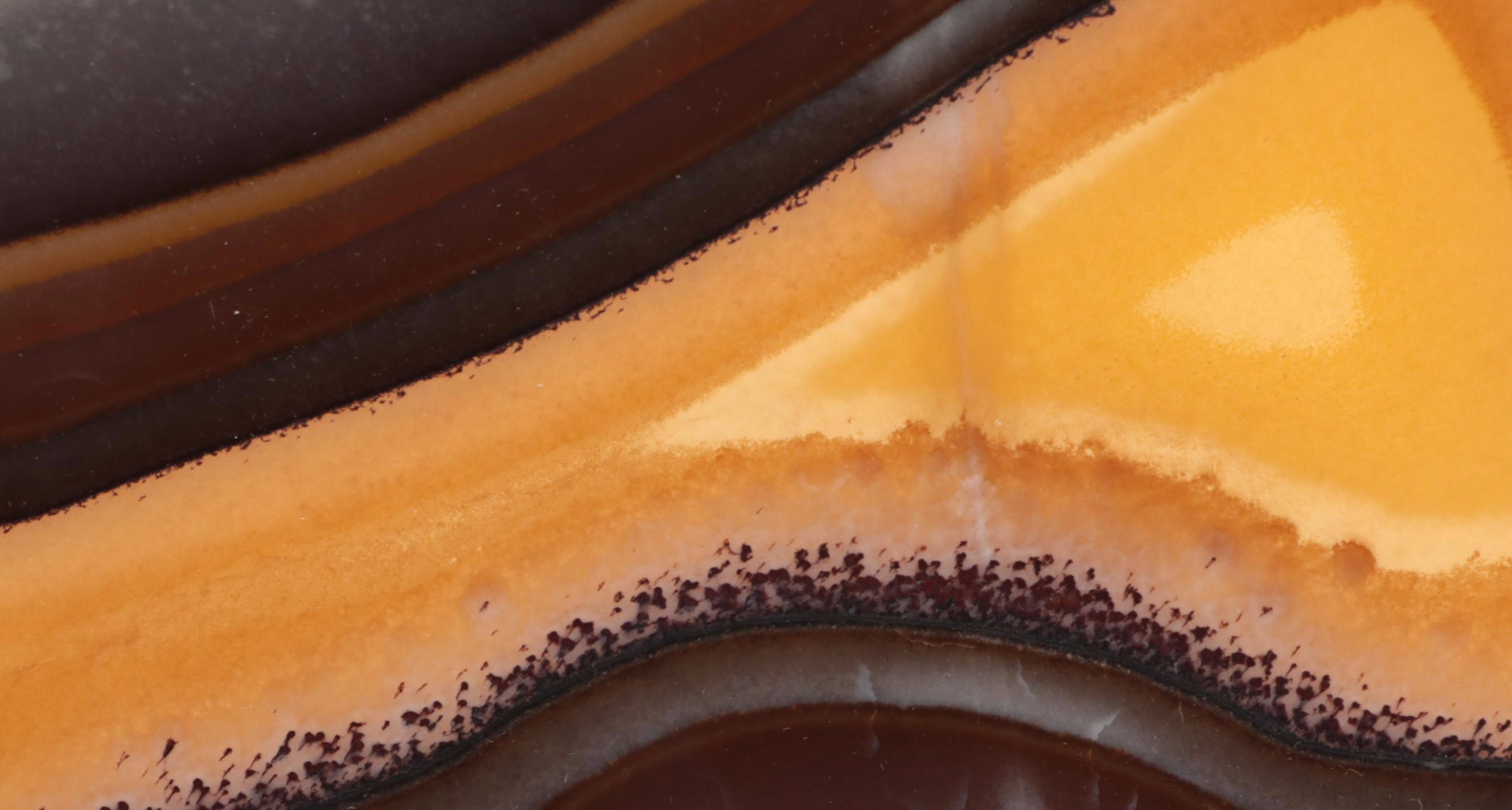 Banded Stone Tray with Blown Glass Bowl