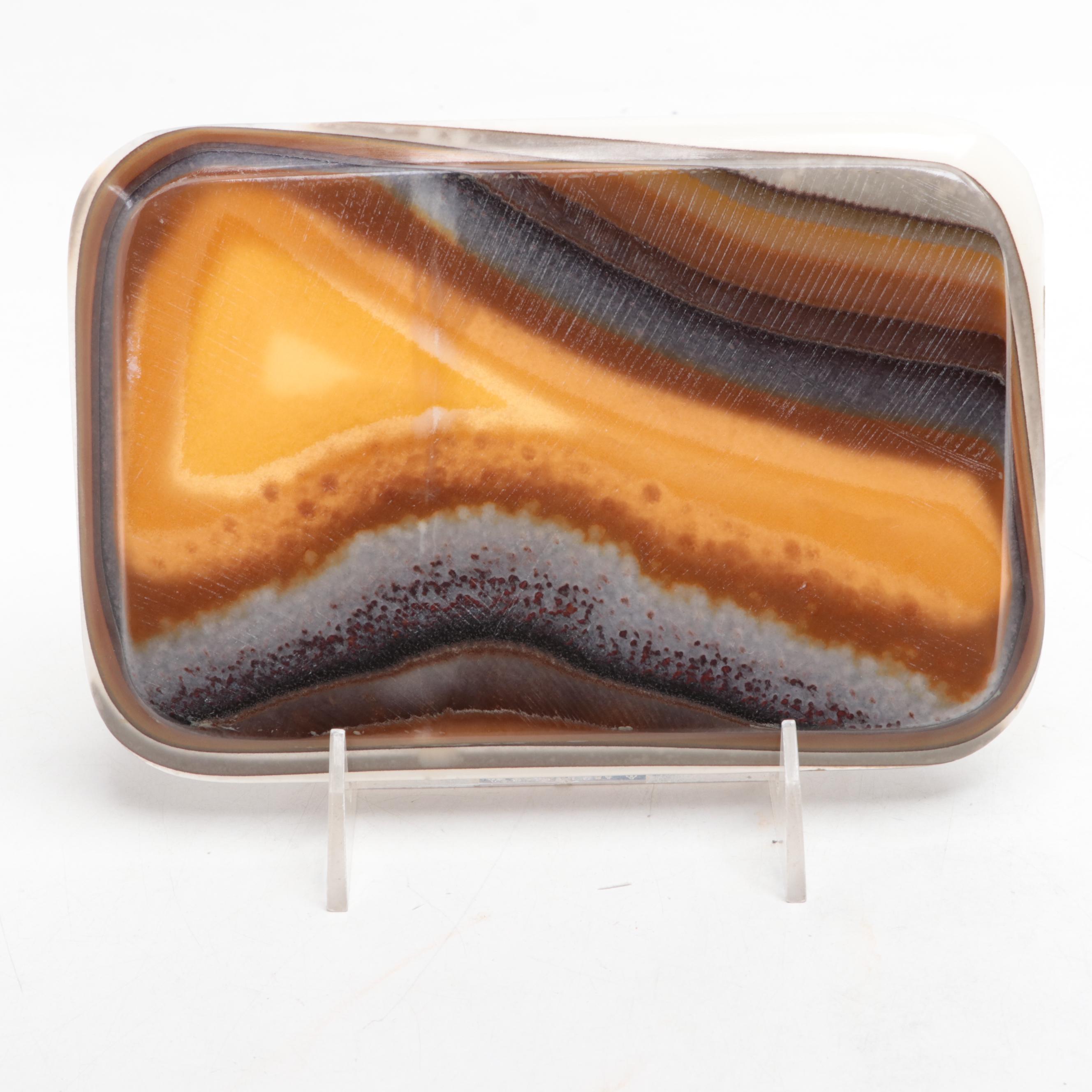 Banded Stone Tray with Blown Glass Bowl