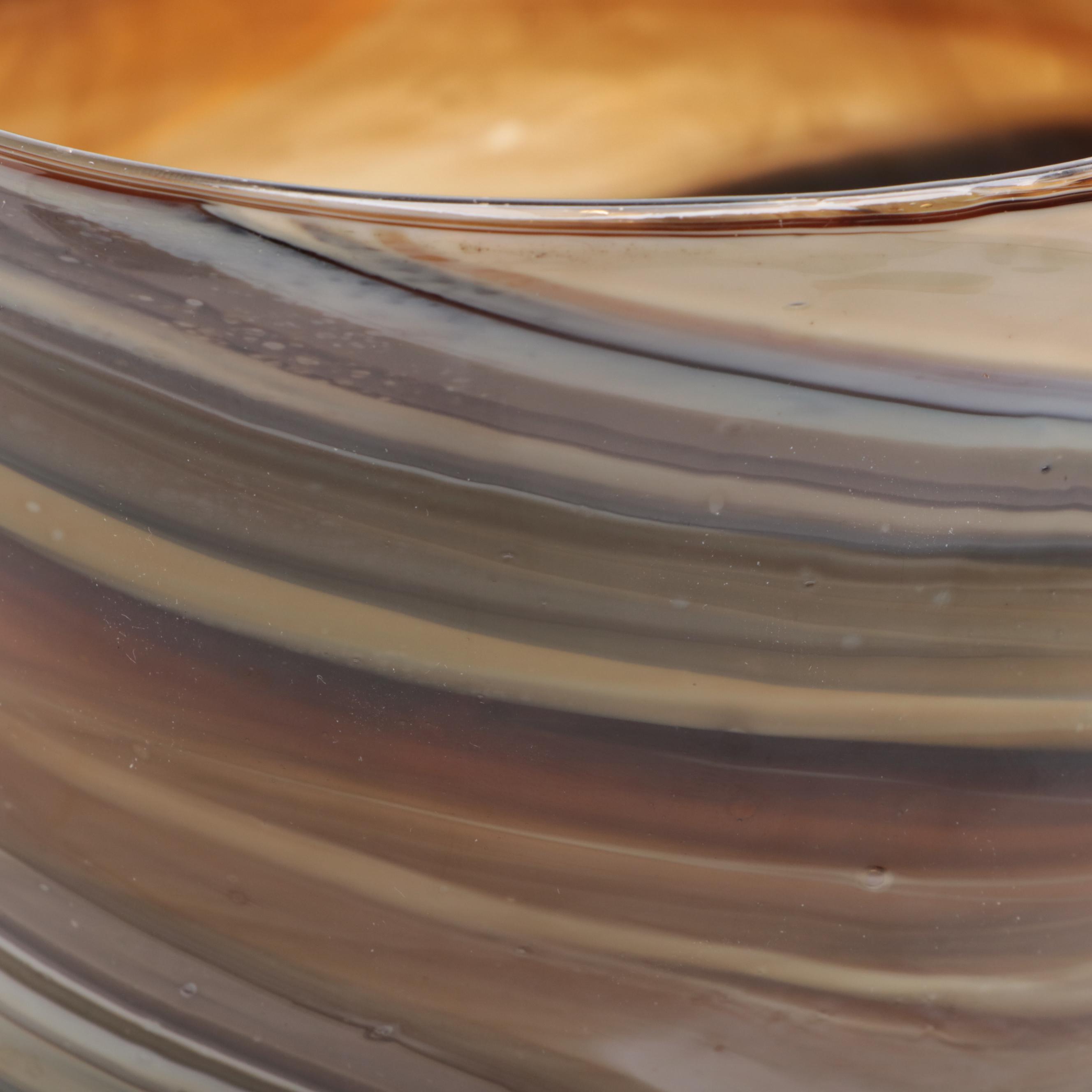Banded Stone Tray with Blown Glass Bowl