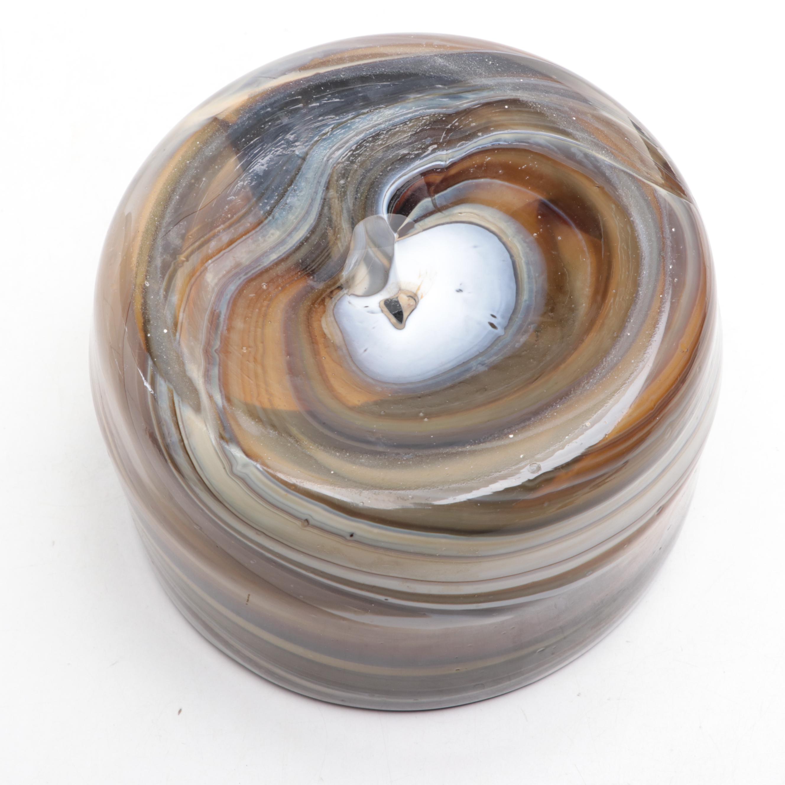 Banded Stone Tray with Blown Glass Bowl