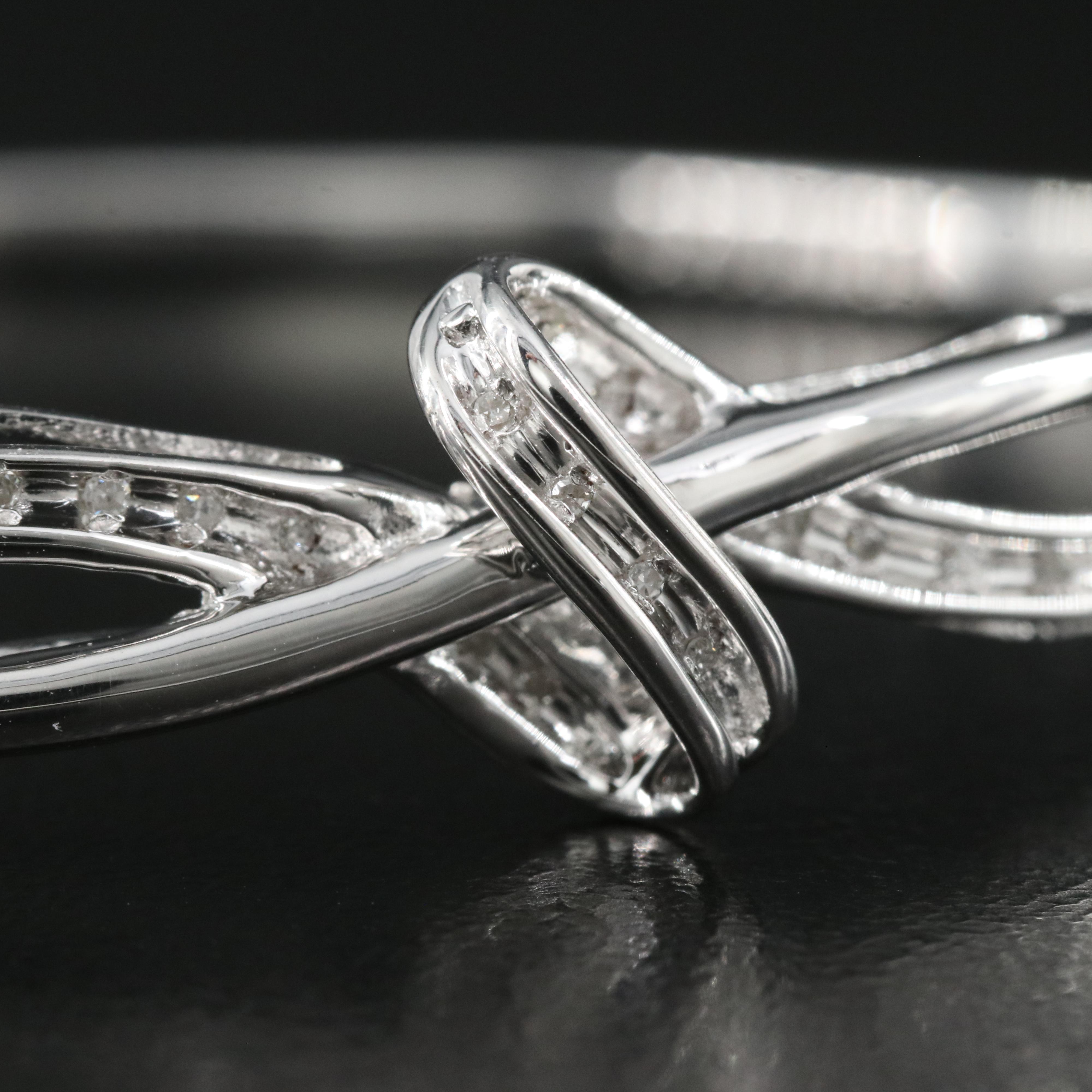 Sterling Diamond Crossover Hinged Bangle