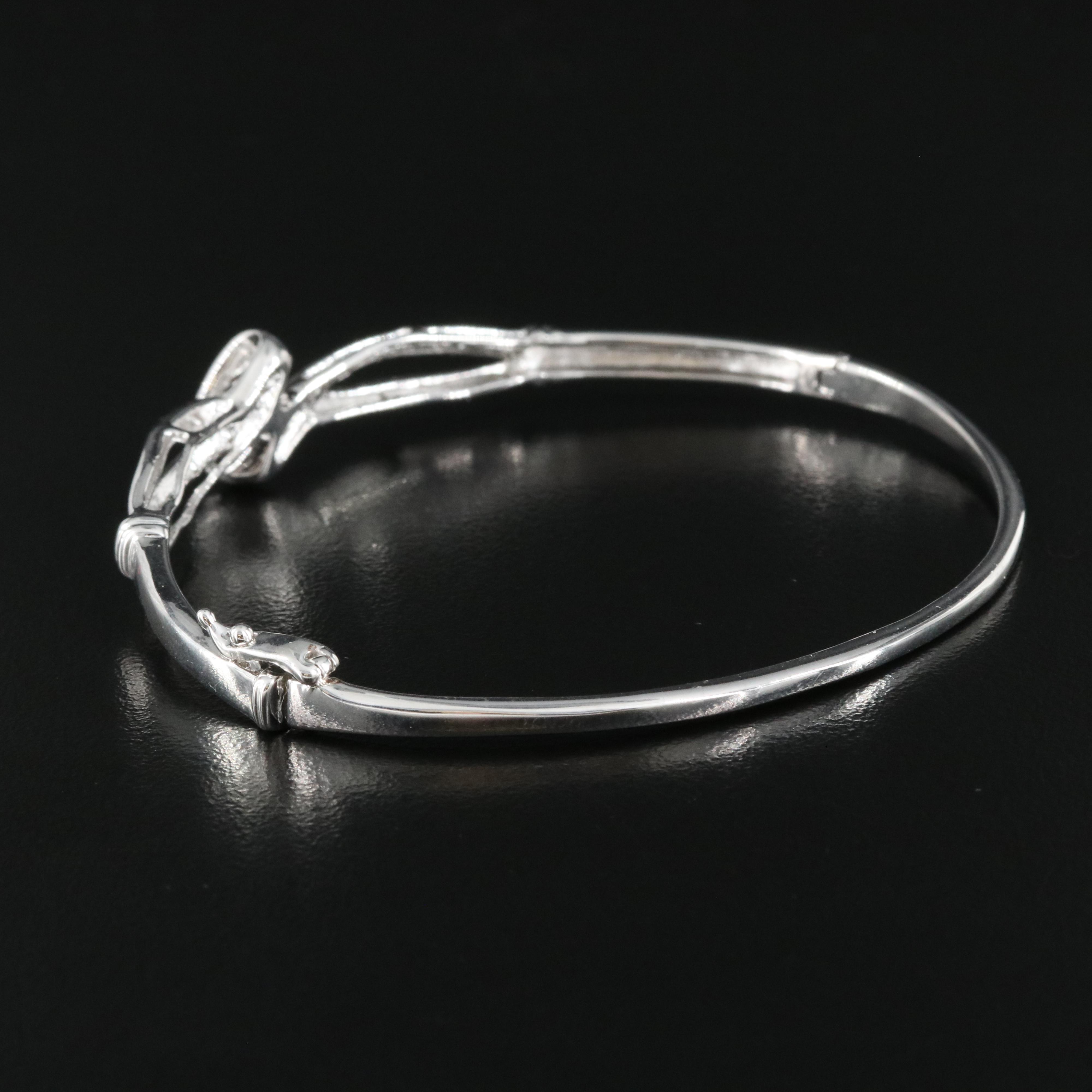 Sterling Diamond Crossover Hinged Bangle