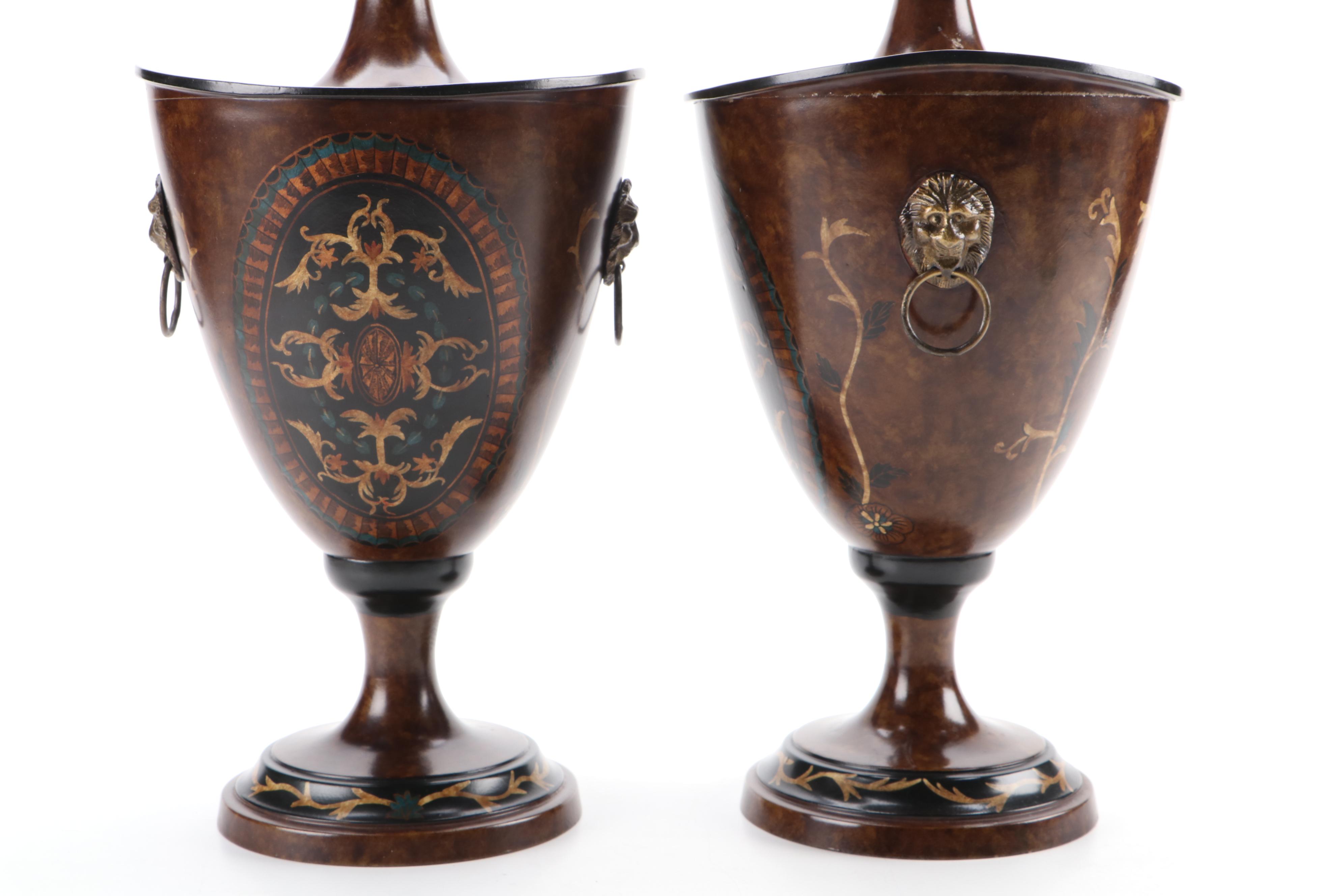 Castilian Imports Neoclassical Style Metal Urn Pair