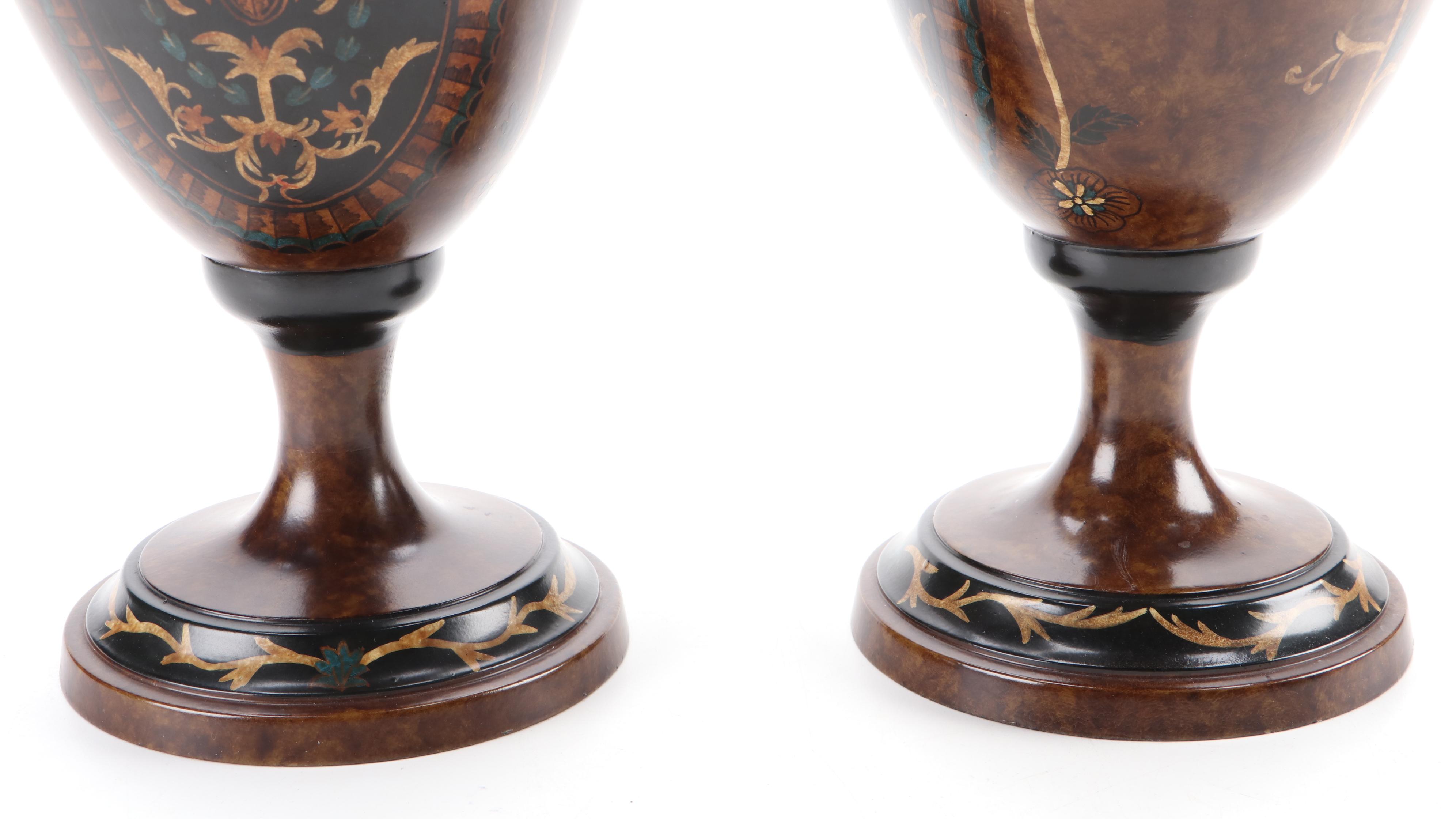 Castilian Imports Neoclassical Style Metal Urn Pair