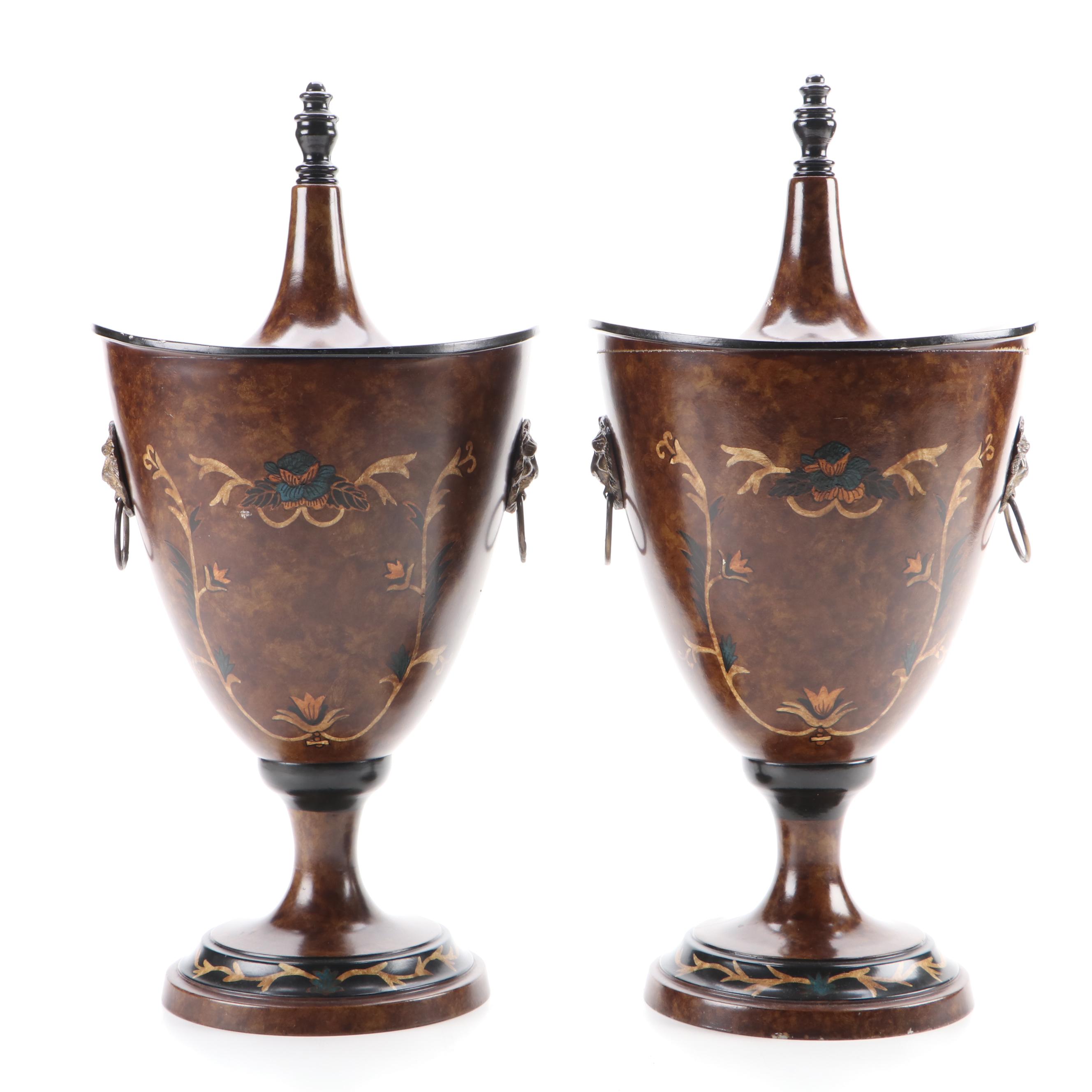 Castilian Imports Neoclassical Style Metal Urn Pair