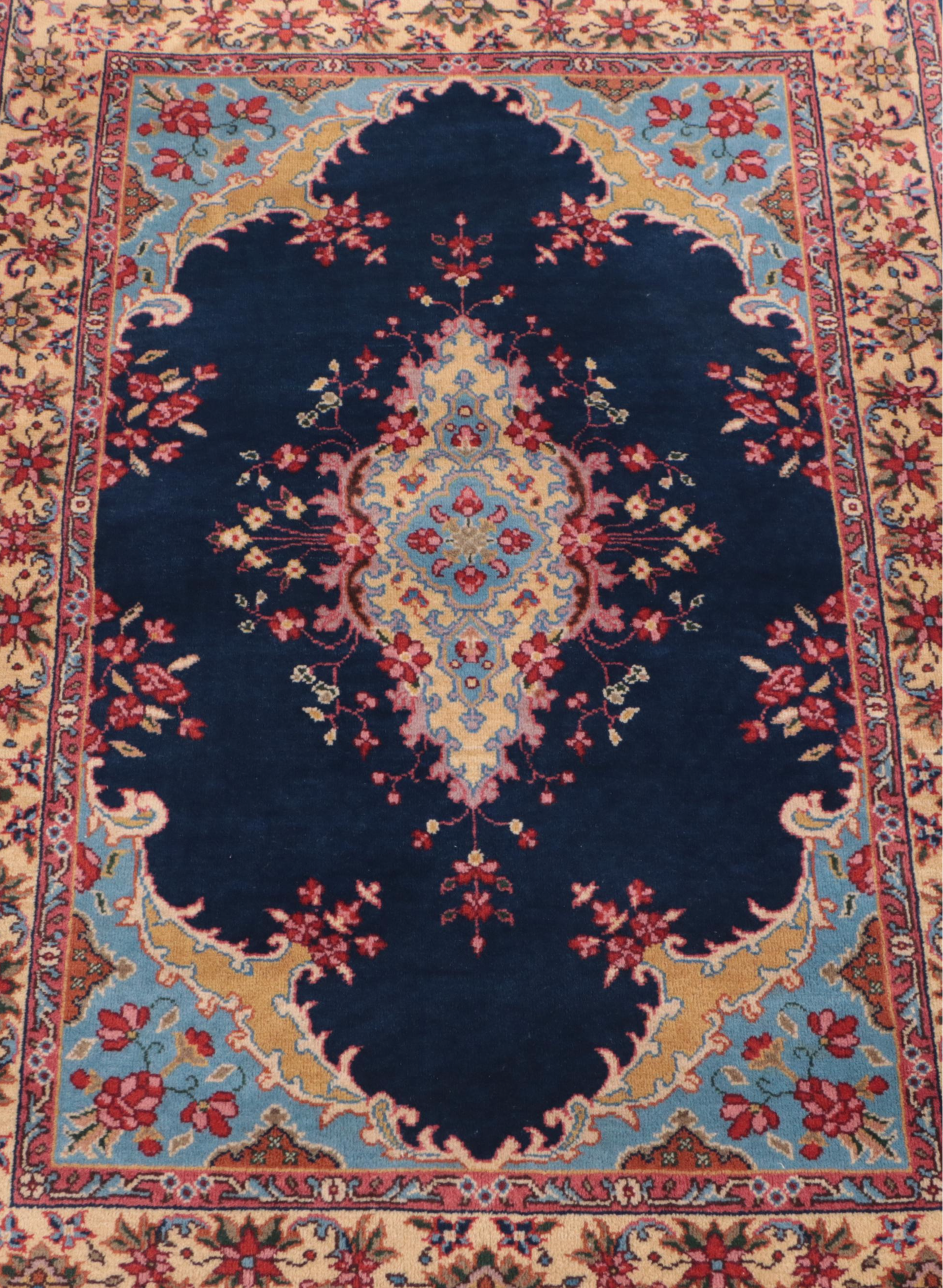 4'1 x 6'7 Hand-Knotted Signed Persian Kerman Area Rug