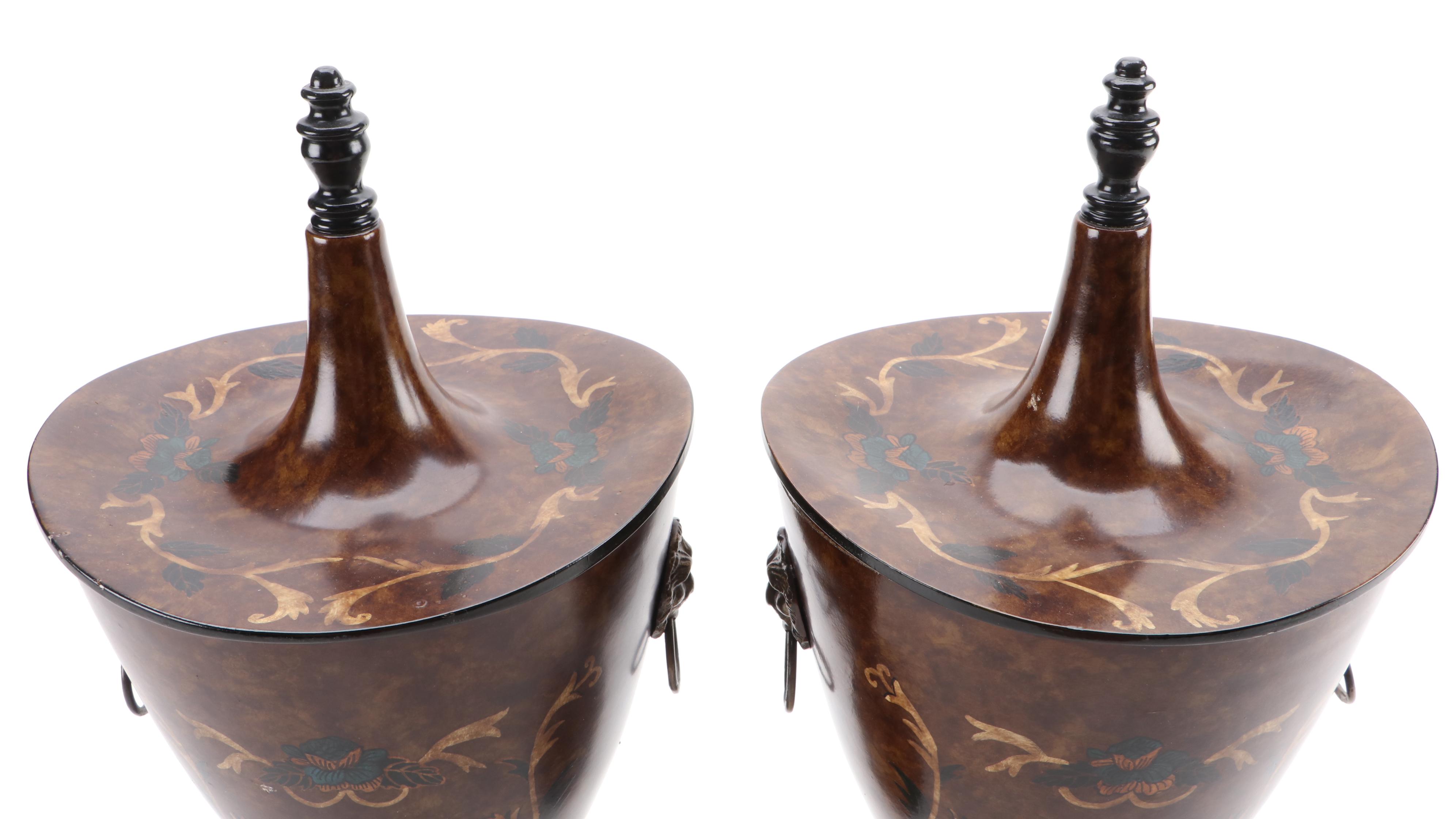 Castilian Imports Neoclassical Style Metal Urn Pair