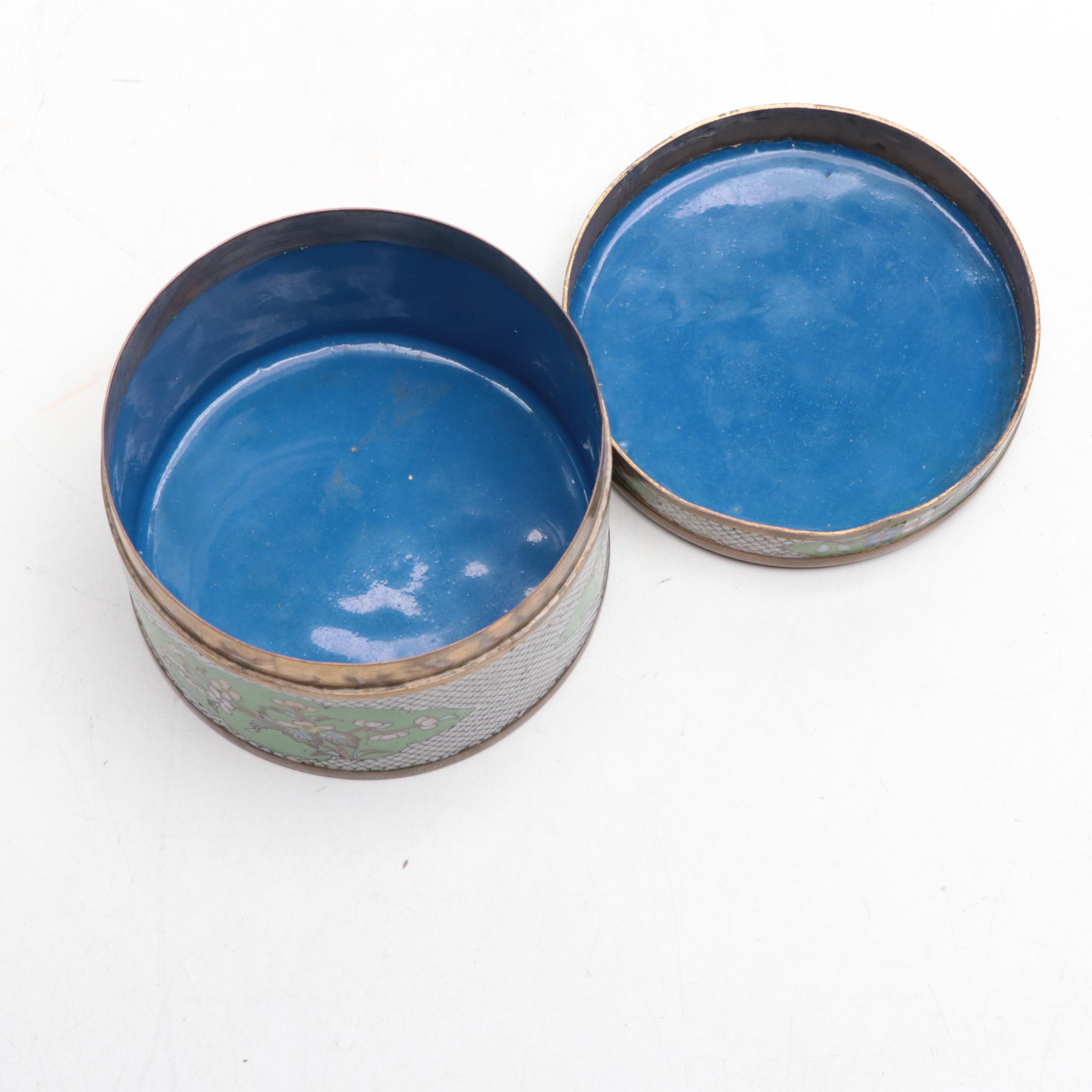 Chinese Cloisonné Hinged Lidded Trinket Box and Casket, Late 20th Century