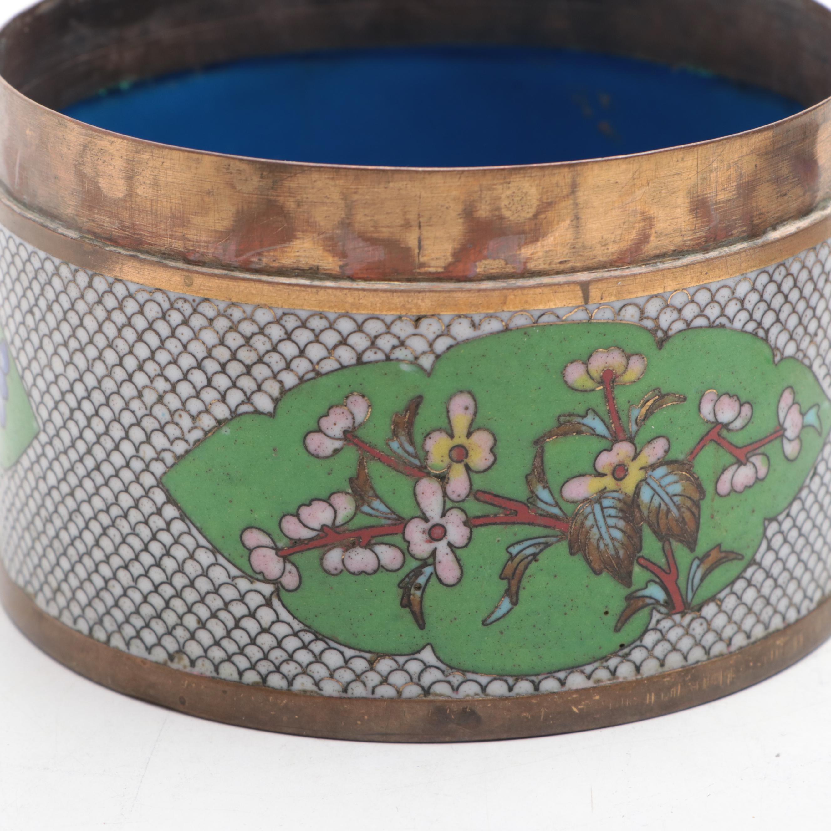Chinese Cloisonné Hinged Lidded Trinket Box and Casket, Late 20th Century