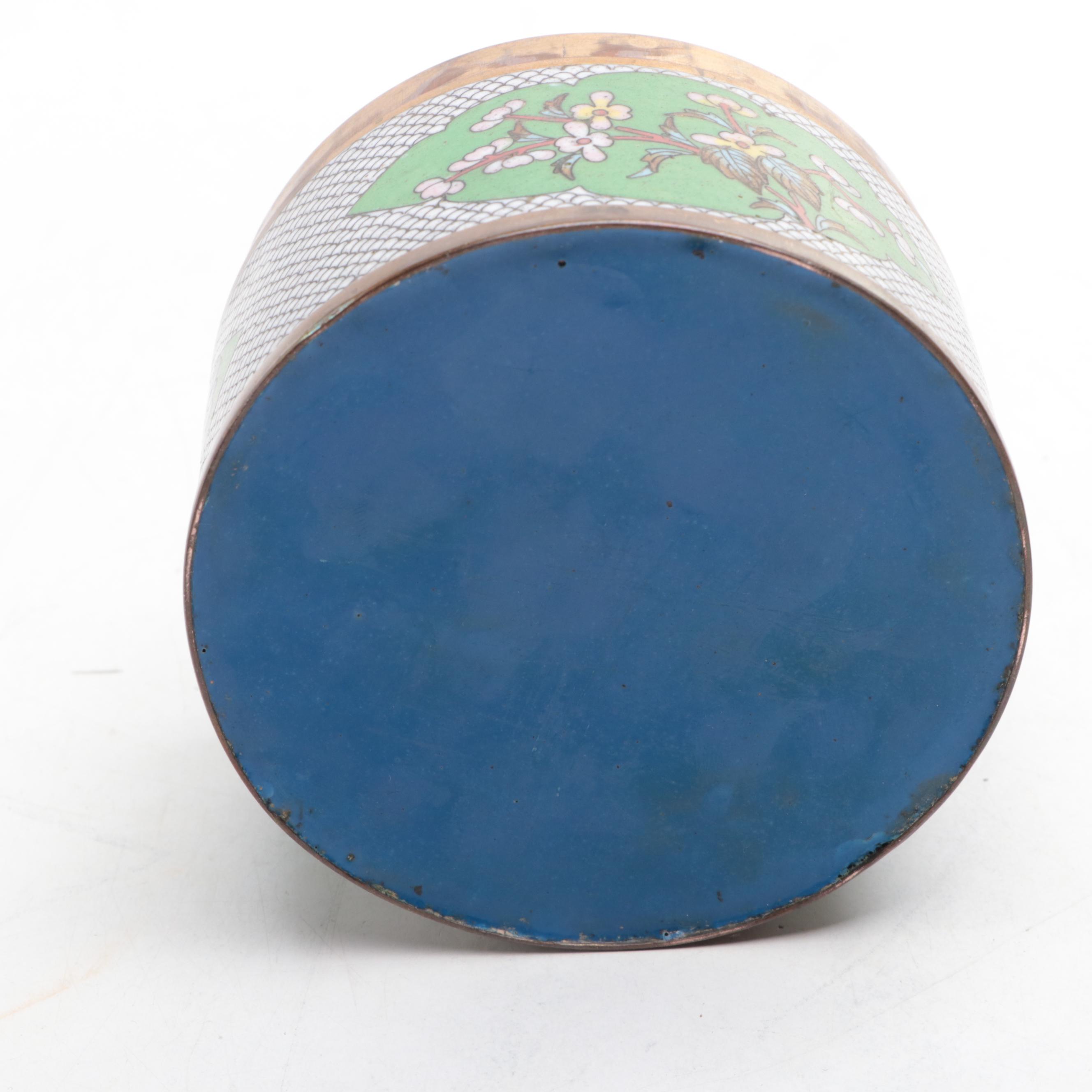 Chinese Cloisonné Hinged Lidded Trinket Box and Casket, Late 20th Century