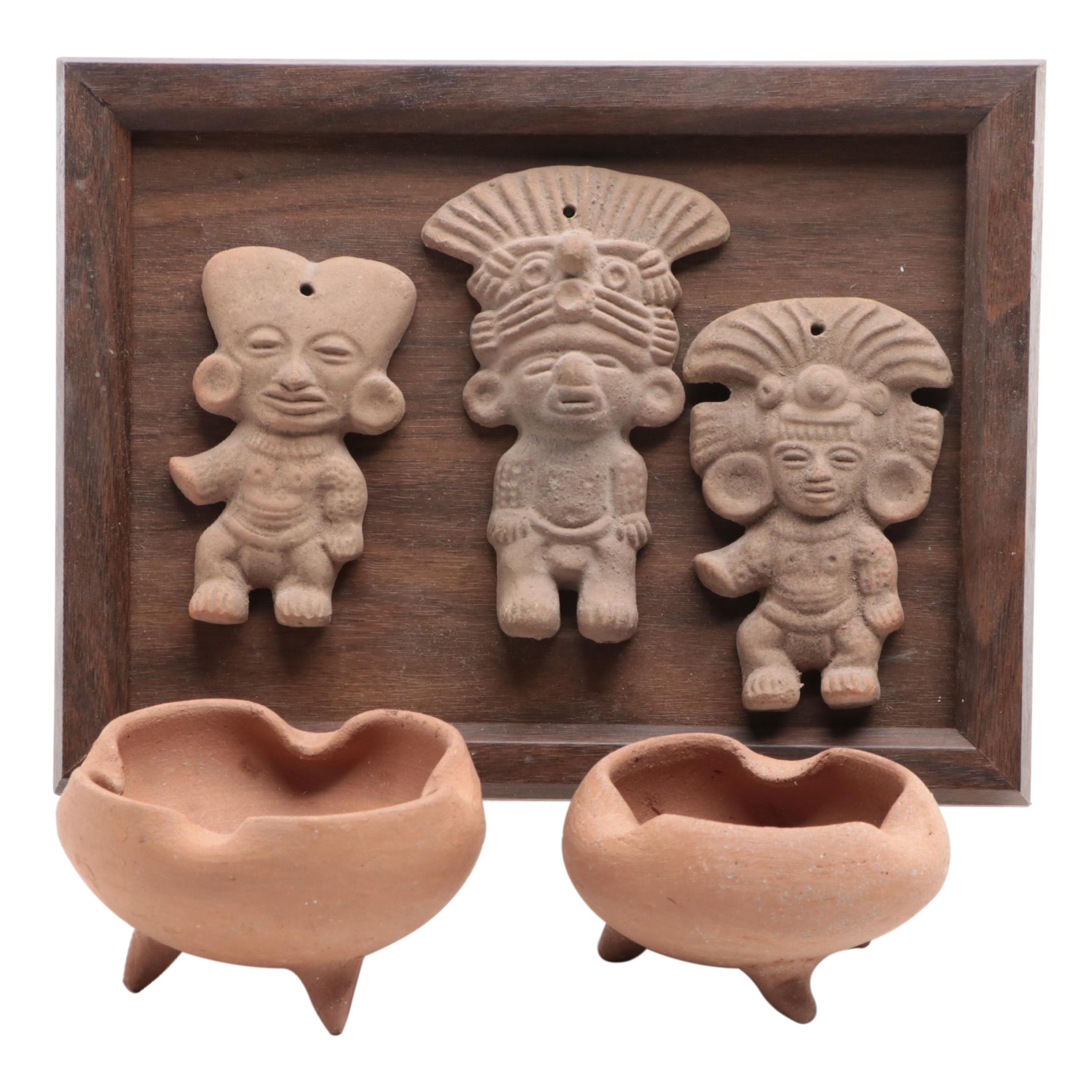 Pre-Columbian Style Chupicuaro Figures with Merida Footed Bowls