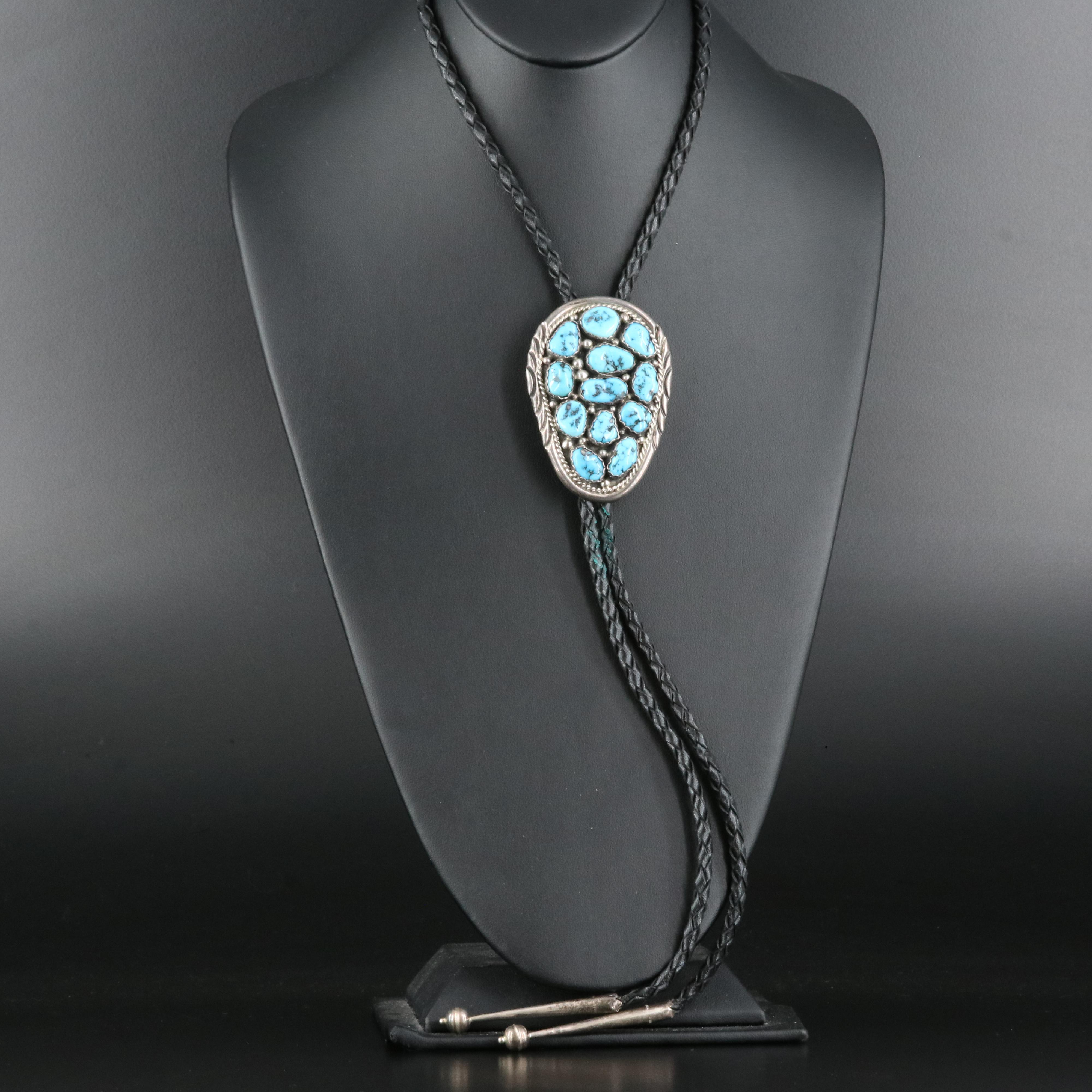 Sterling Turquoise Bolo Tie