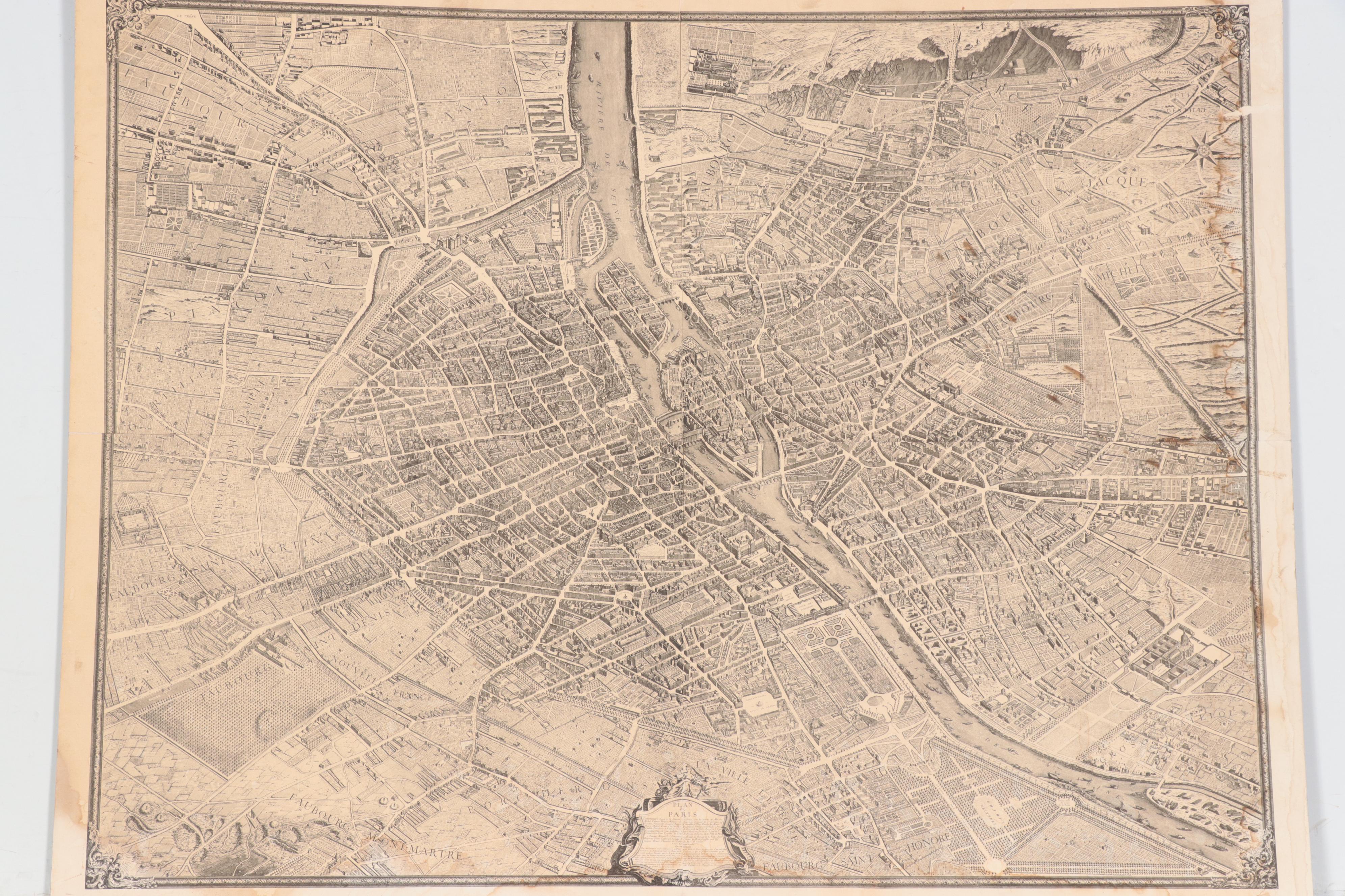Historic Urban Plans Lithograph Map "Plan de Paris"