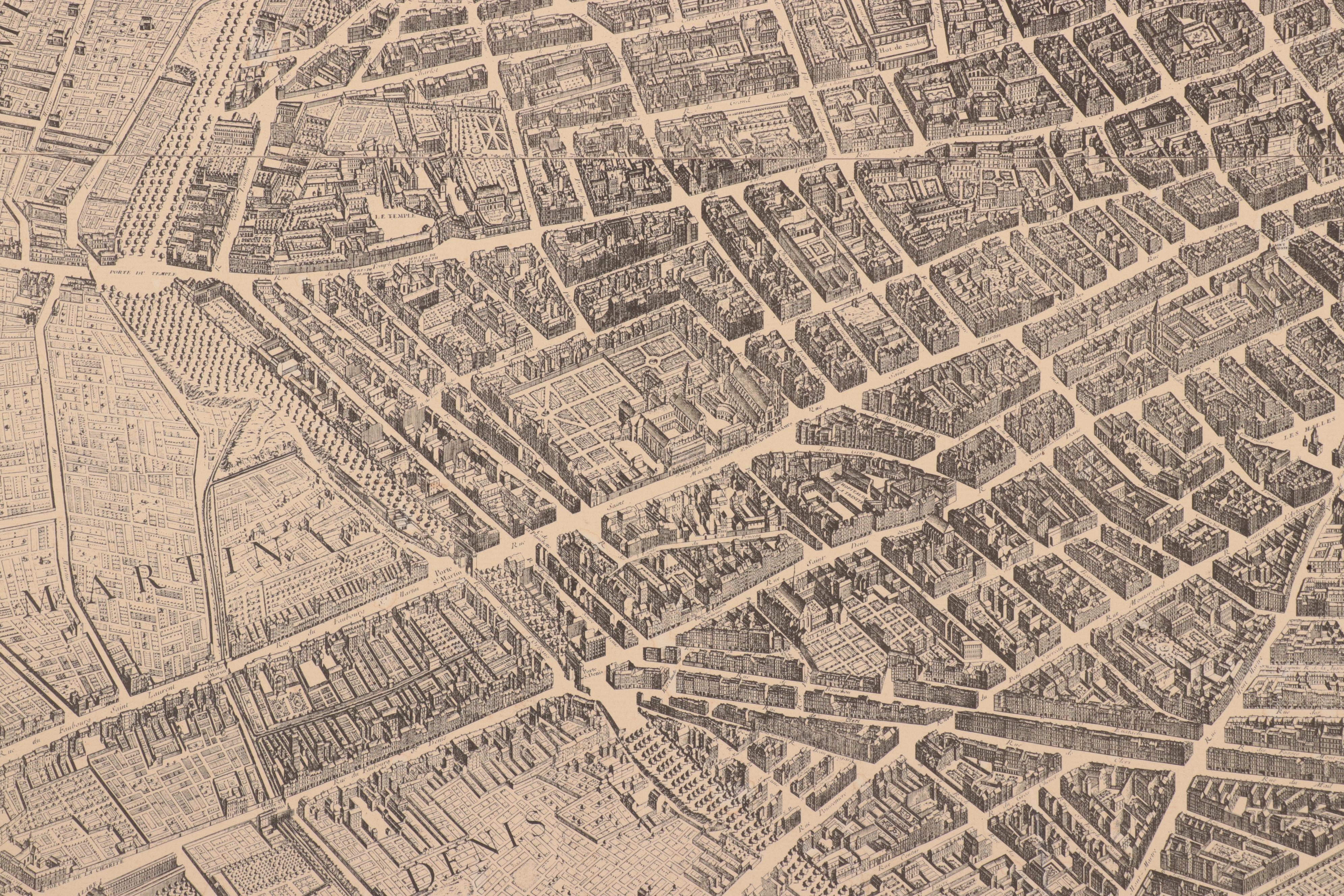 Historic Urban Plans Lithograph Map "Plan de Paris"