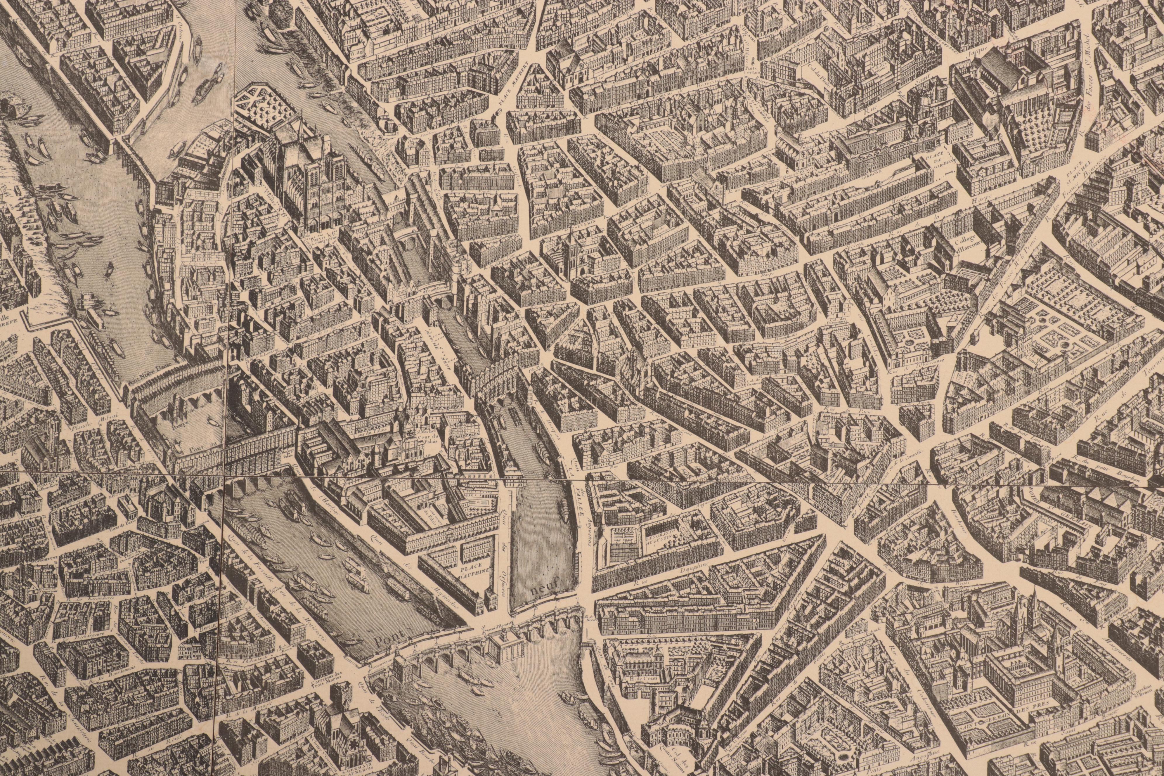 Historic Urban Plans Lithograph Map "Plan de Paris"