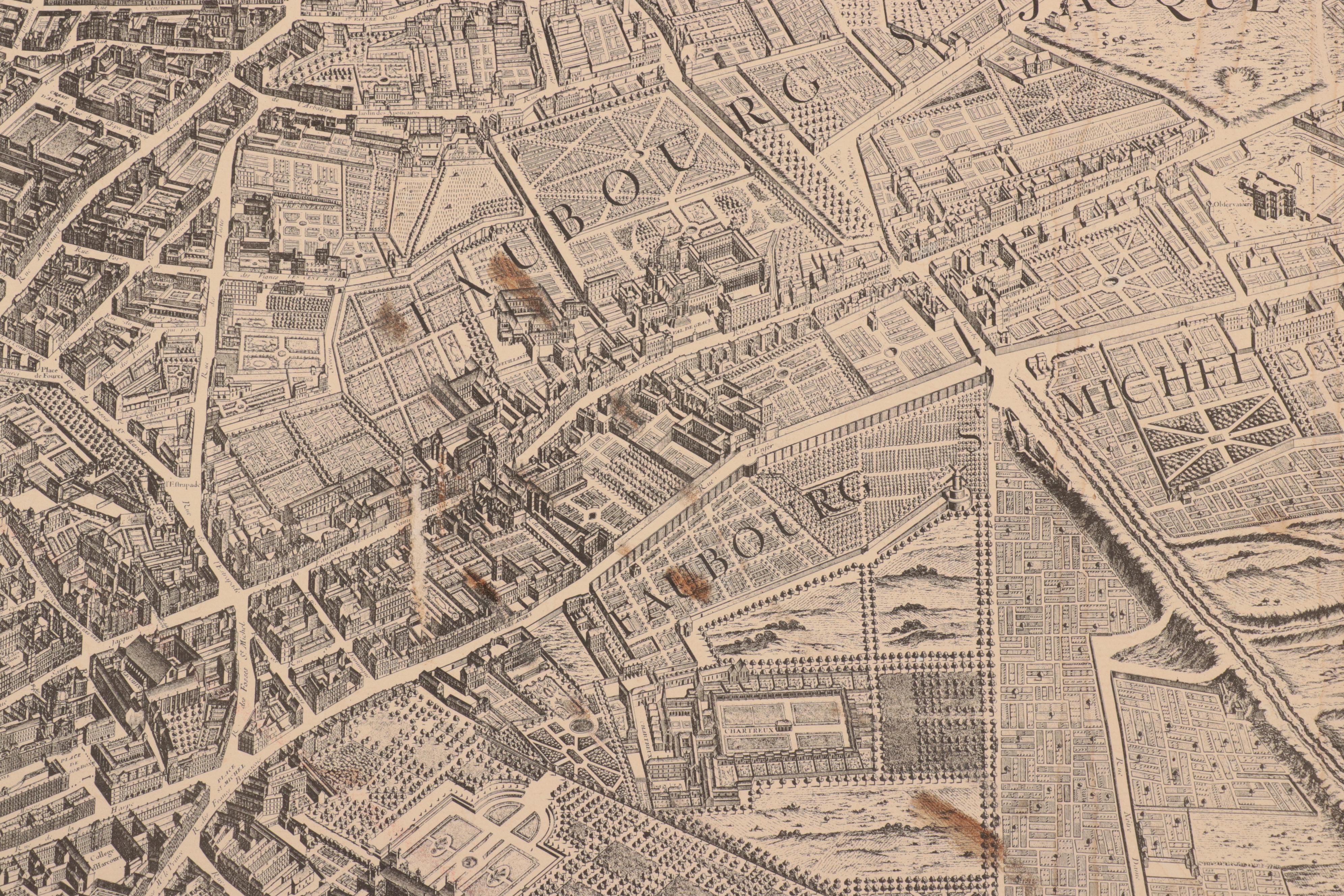 Historic Urban Plans Lithograph Map "Plan de Paris"